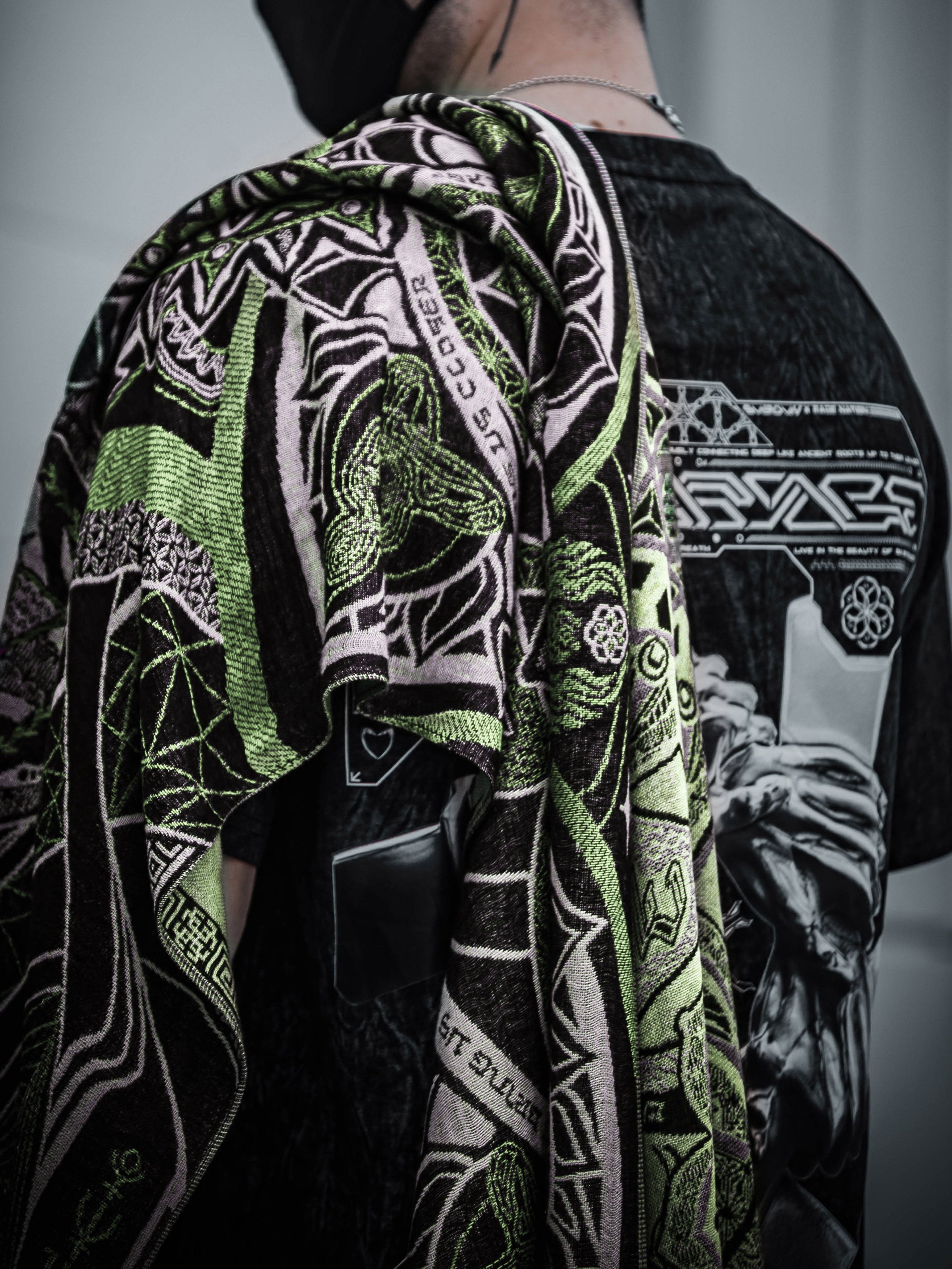 NEW RELEASE • HARMONY HEALS • UV-REACTIVE GREEN MINT • Festival Shawl/Scarf Shawl