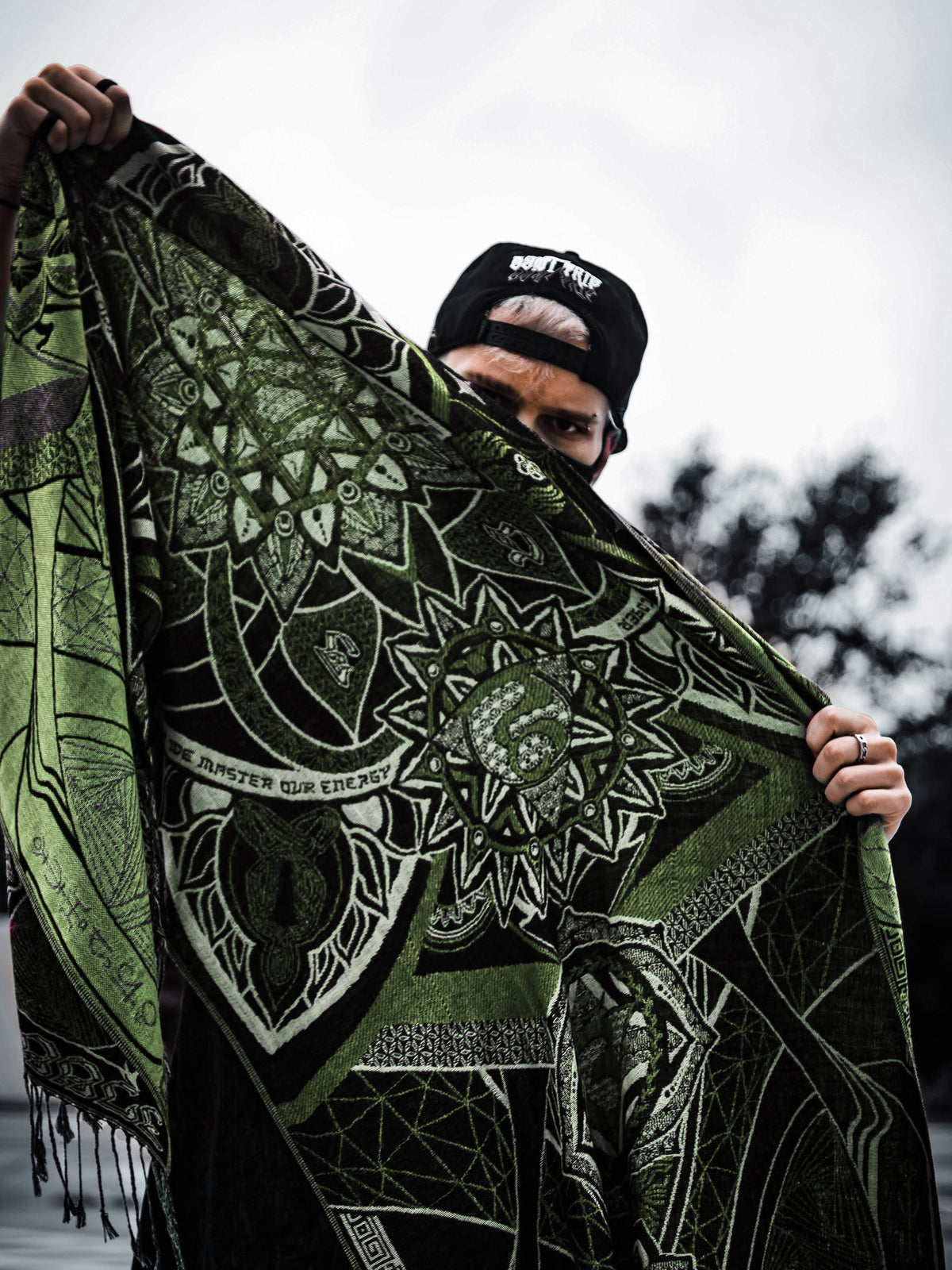 NEW RELEASE • HARMONY HEALS • UV-REACTIVE GREEN MINT • Festival Shawl/Scarf Shawl