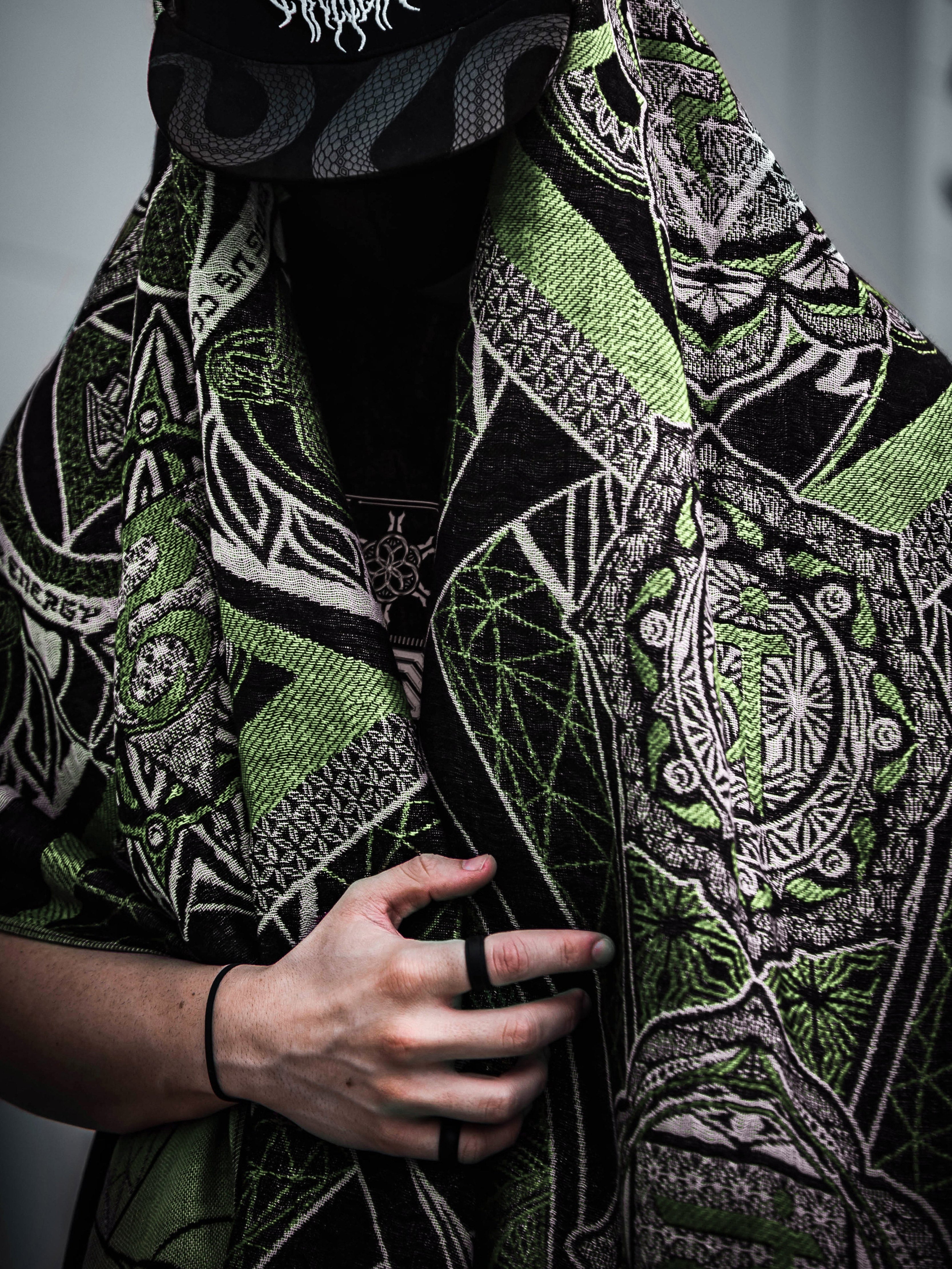 NEW RELEASE • HARMONY HEALS • UV-REACTIVE GREEN MINT • Festival Shawl/Scarf Shawl