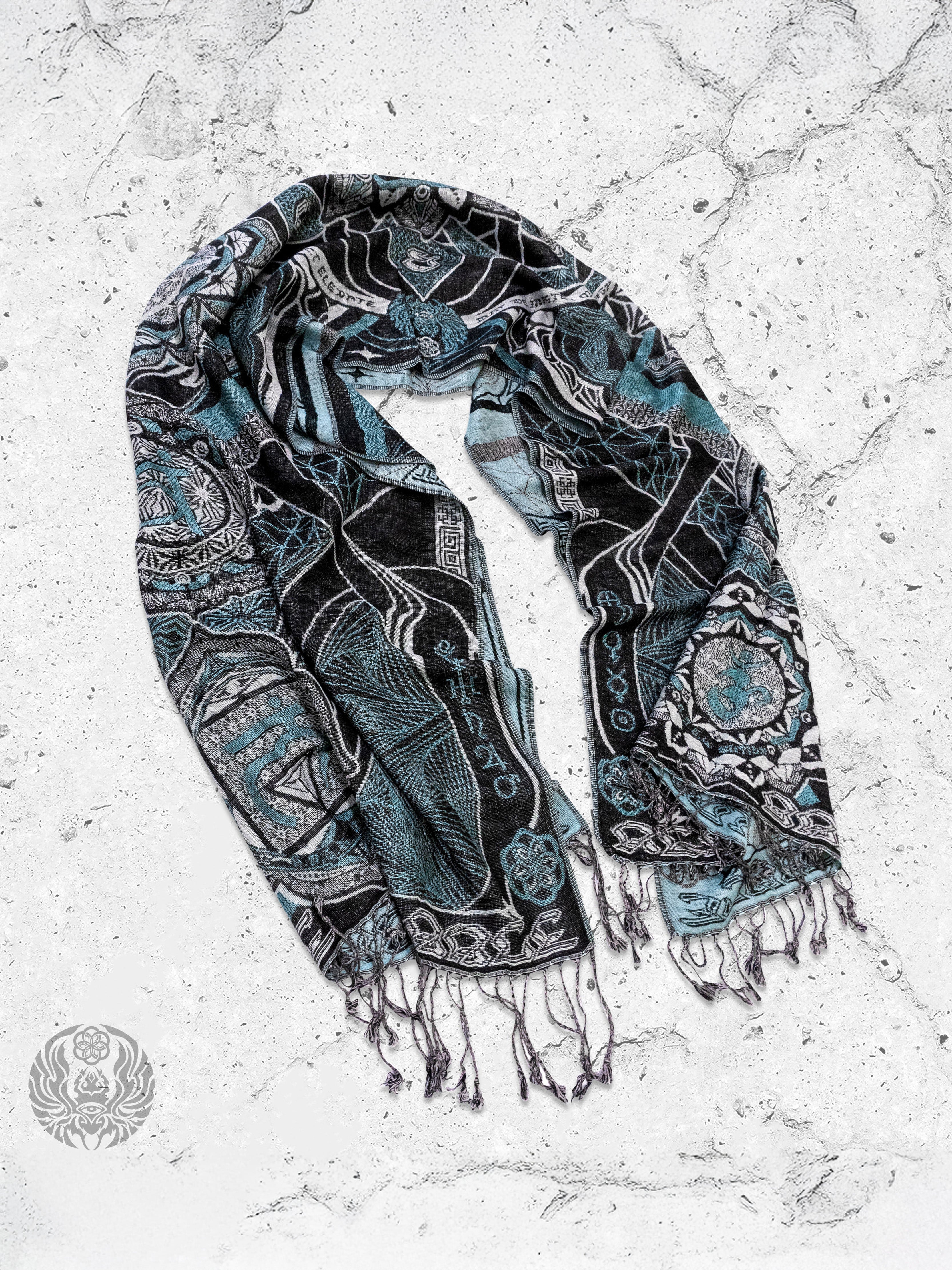 RESTOCKED ✦ HARMONY HEALS • UV REACTIVE TEAL • Festival Shawl/Scarf Shawl