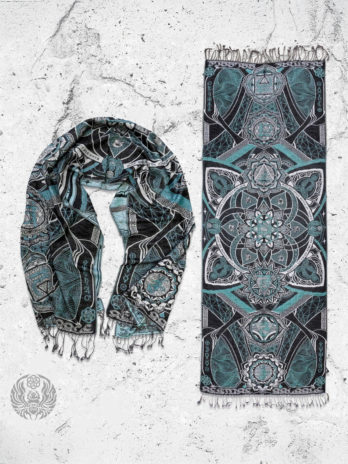 RESTOCKED ✦ HARMONY HEALS • UV REACTIVE TEAL • Festival Shawl/Scarf Shawl