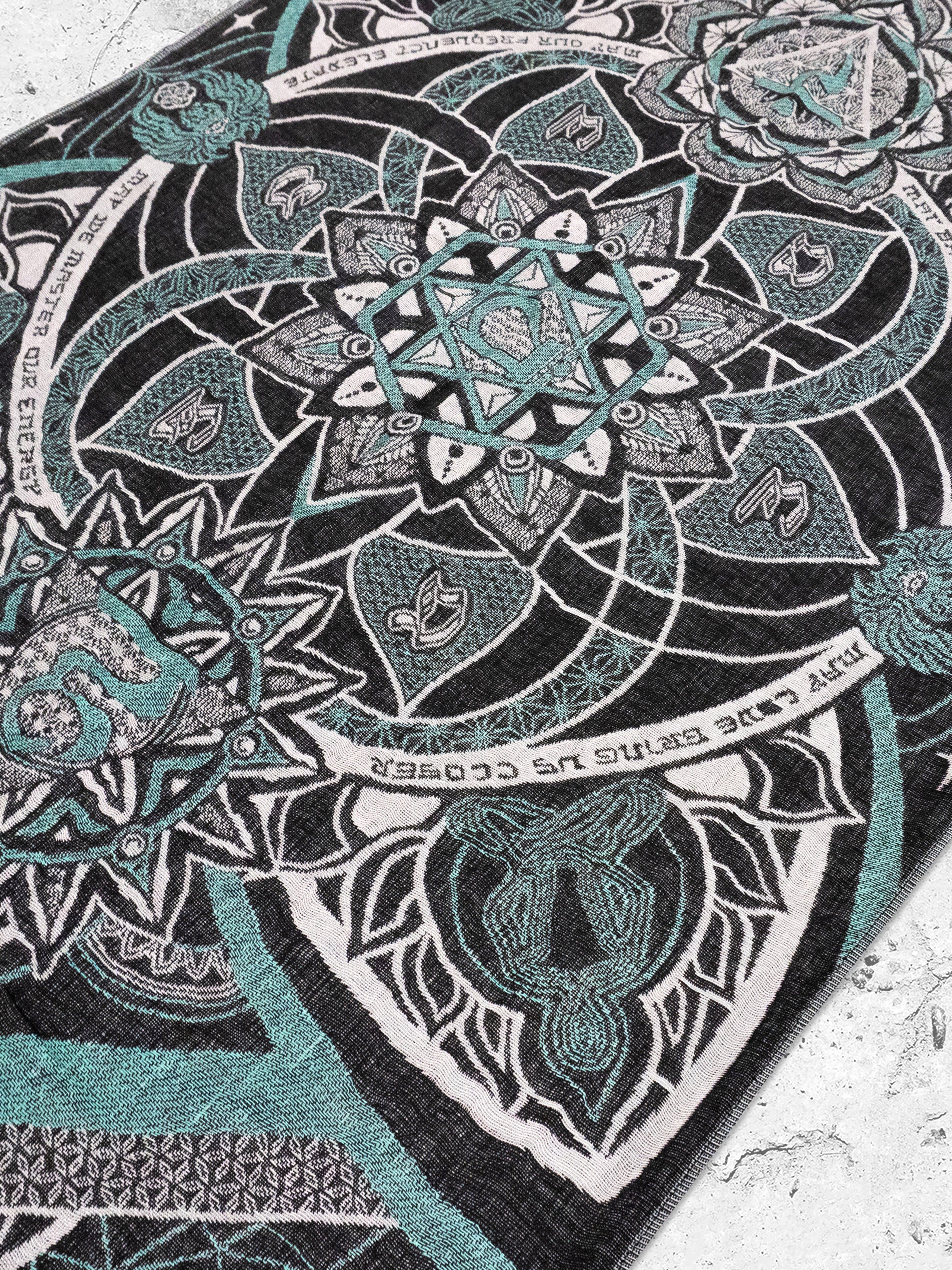 RESTOCKED ✦ HARMONY HEALS • UV REACTIVE TEAL • Festival Shawl/Scarf Shawl