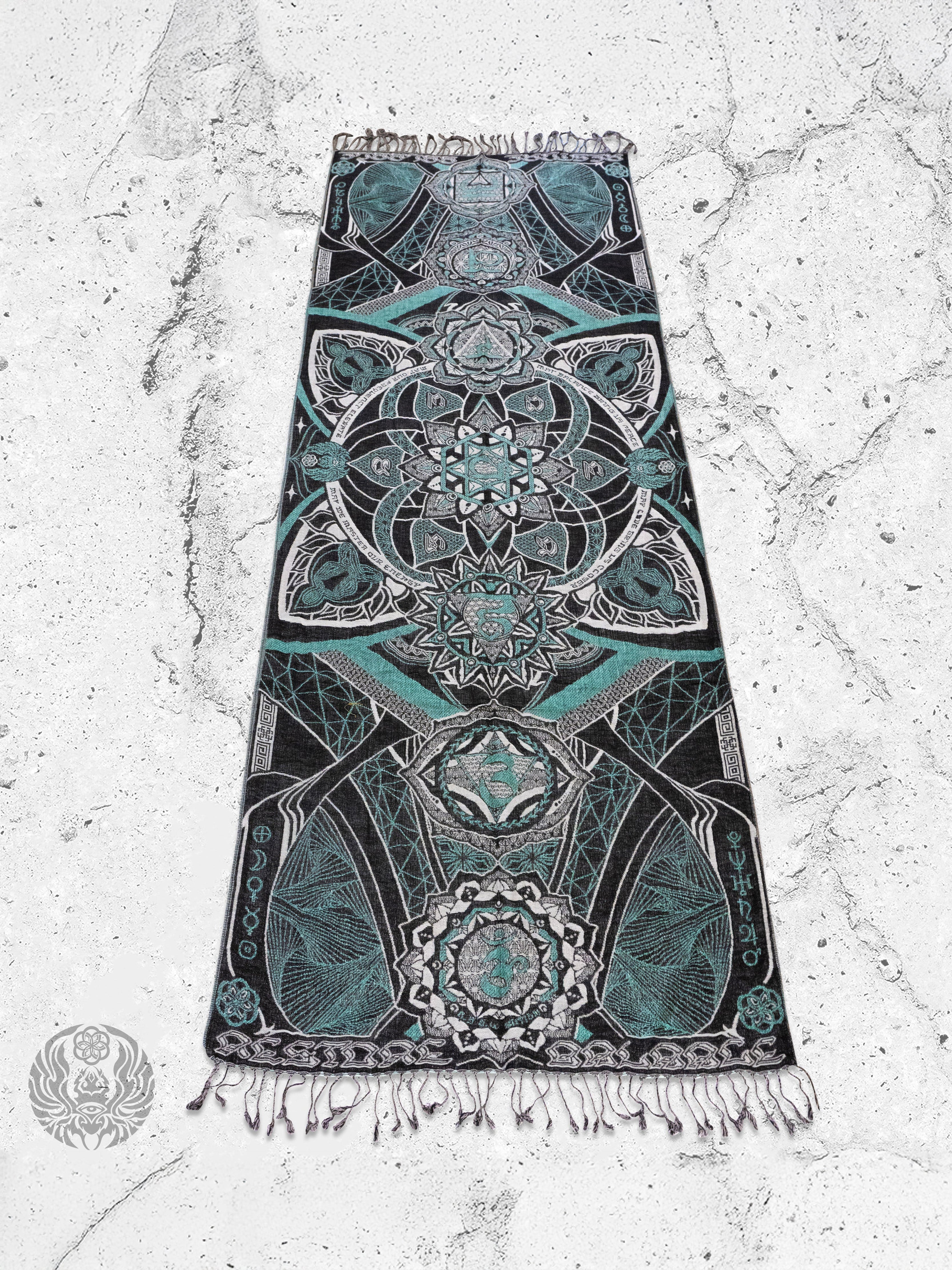 RESTOCKED ✦ HARMONY HEALS • UV REACTIVE TEAL • Festival Shawl/Scarf Shawl