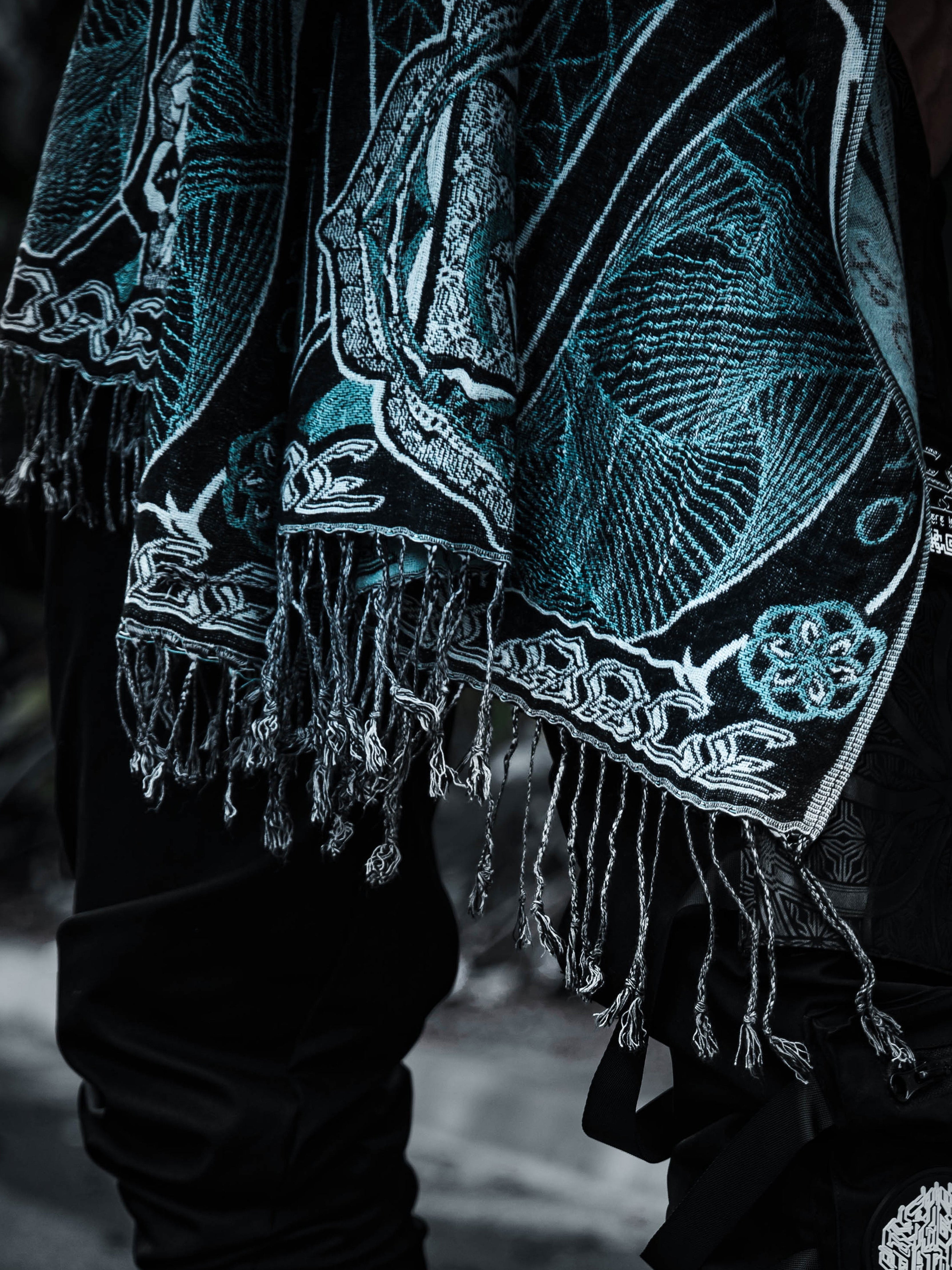 RESTOCKED ✦ HARMONY HEALS • UV REACTIVE TEAL • Festival Shawl/Scarf Shawl