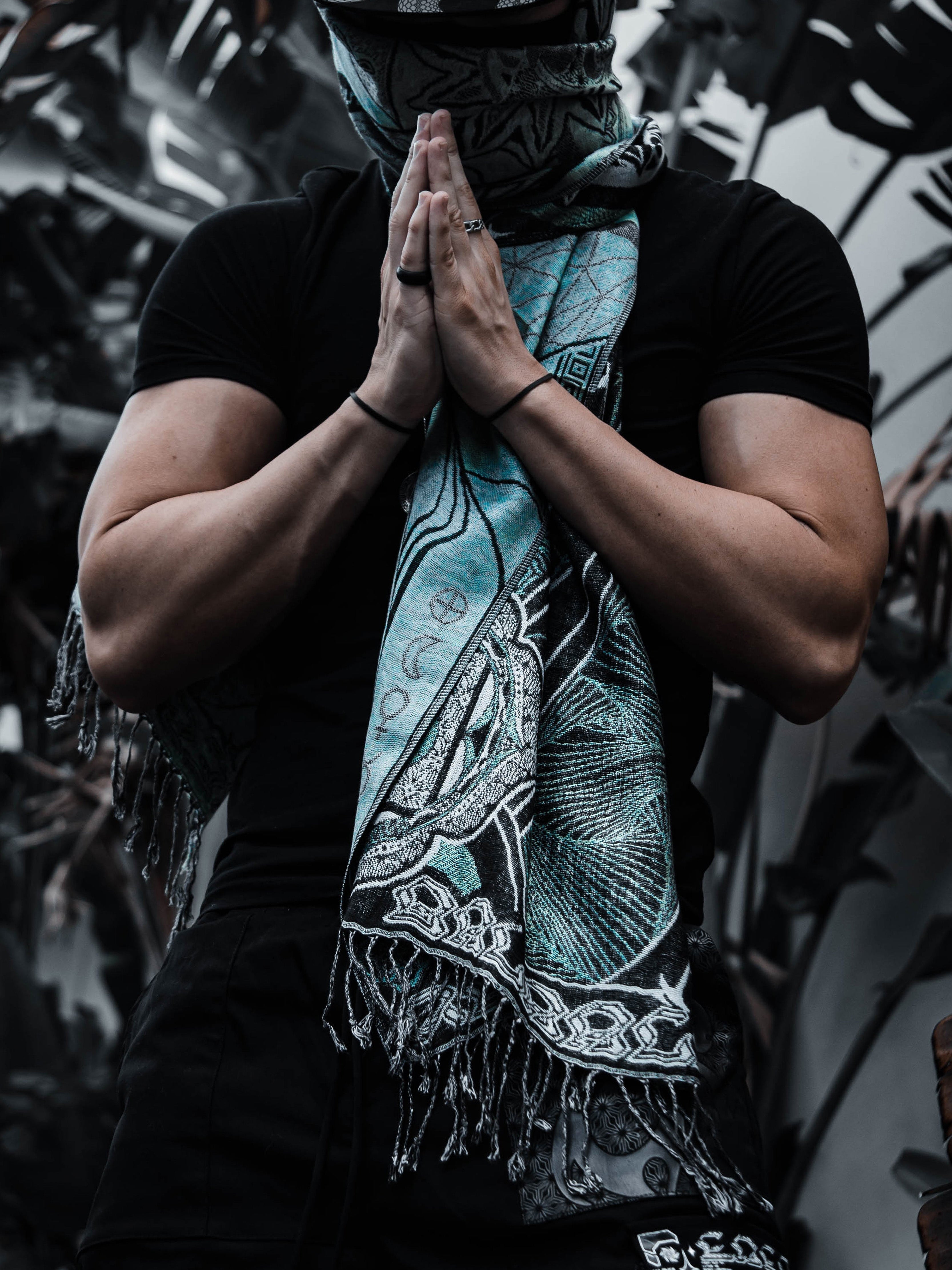 RESTOCKED ✦ HARMONY HEALS • UV REACTIVE TEAL • Festival Shawl/Scarf Shawl