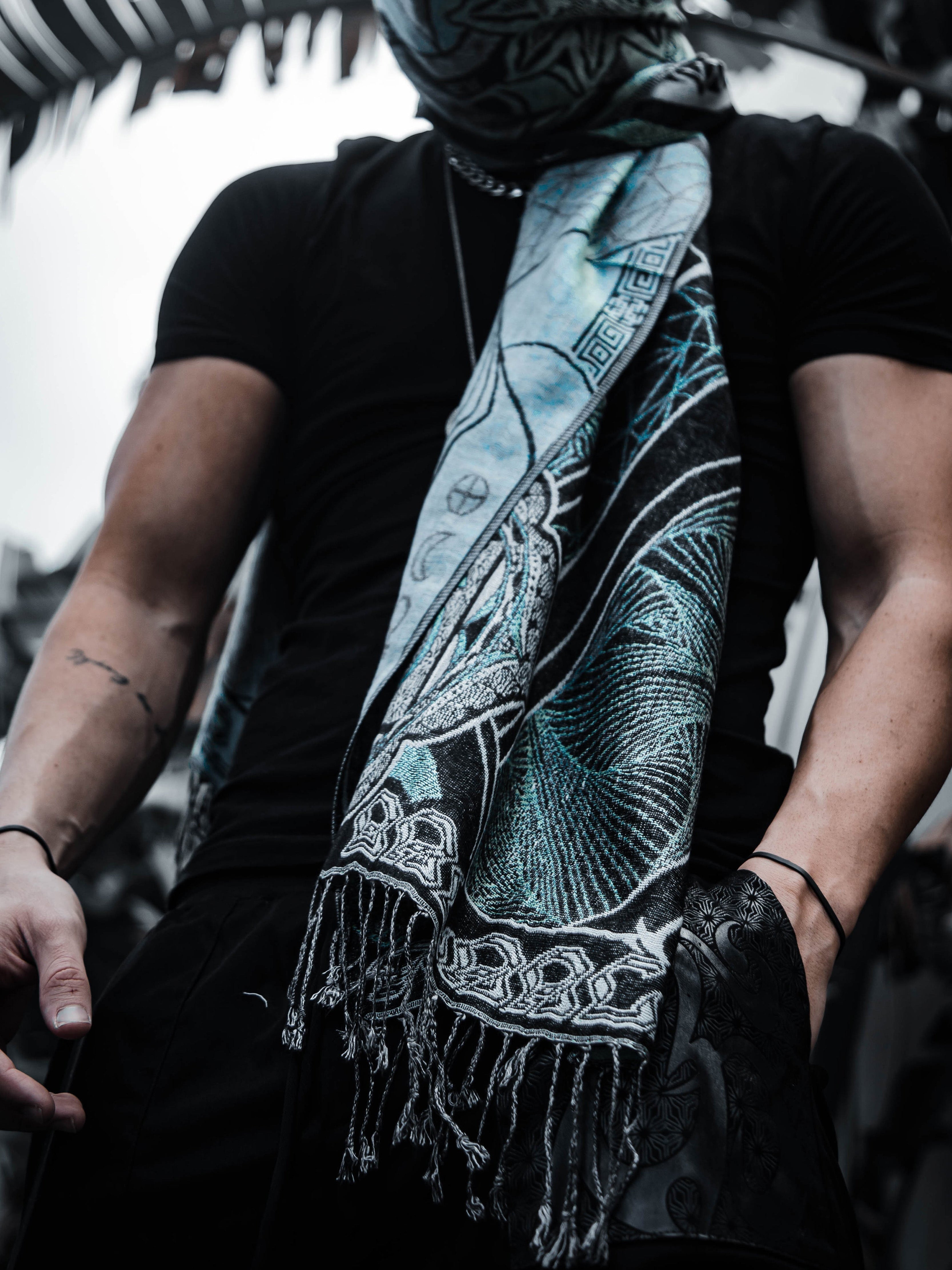 RESTOCKED ✦ HARMONY HEALS • UV REACTIVE TEAL • Festival Shawl/Scarf Shawl