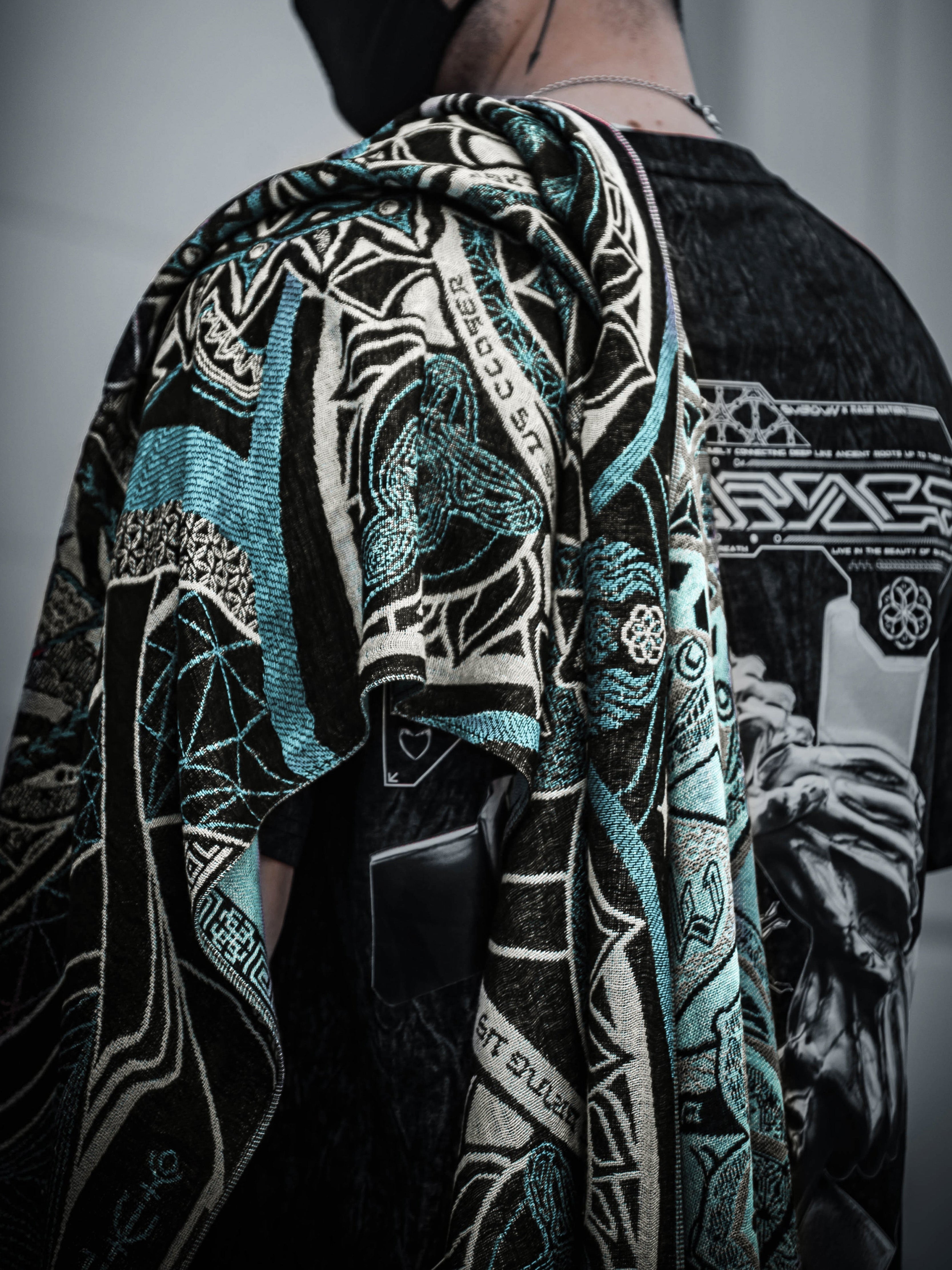 RESTOCKED ✦ HARMONY HEALS • UV REACTIVE TEAL • Festival Shawl/Scarf Shawl