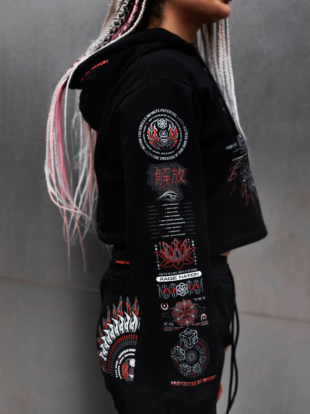 PRE-ORDER ✦ PROTECTED BY INTENT V1 ✦ Luxe Fabric Cropped Hoodie Coming Soon