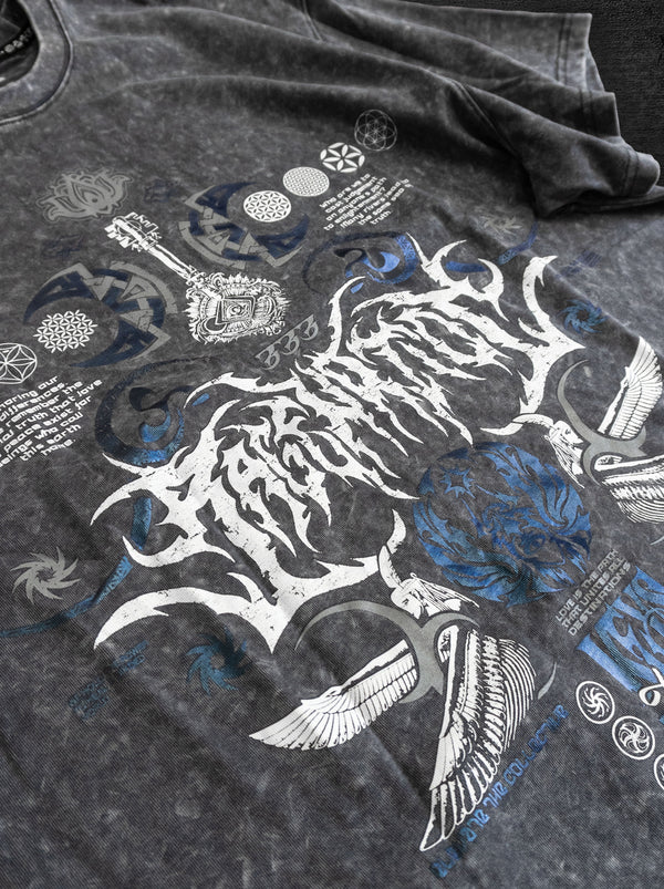 KEYS TO BECOMING ✦ Purple Iridescent + Reflective Ink ✦ Oversized Acidwash T-shirt T-Shirt