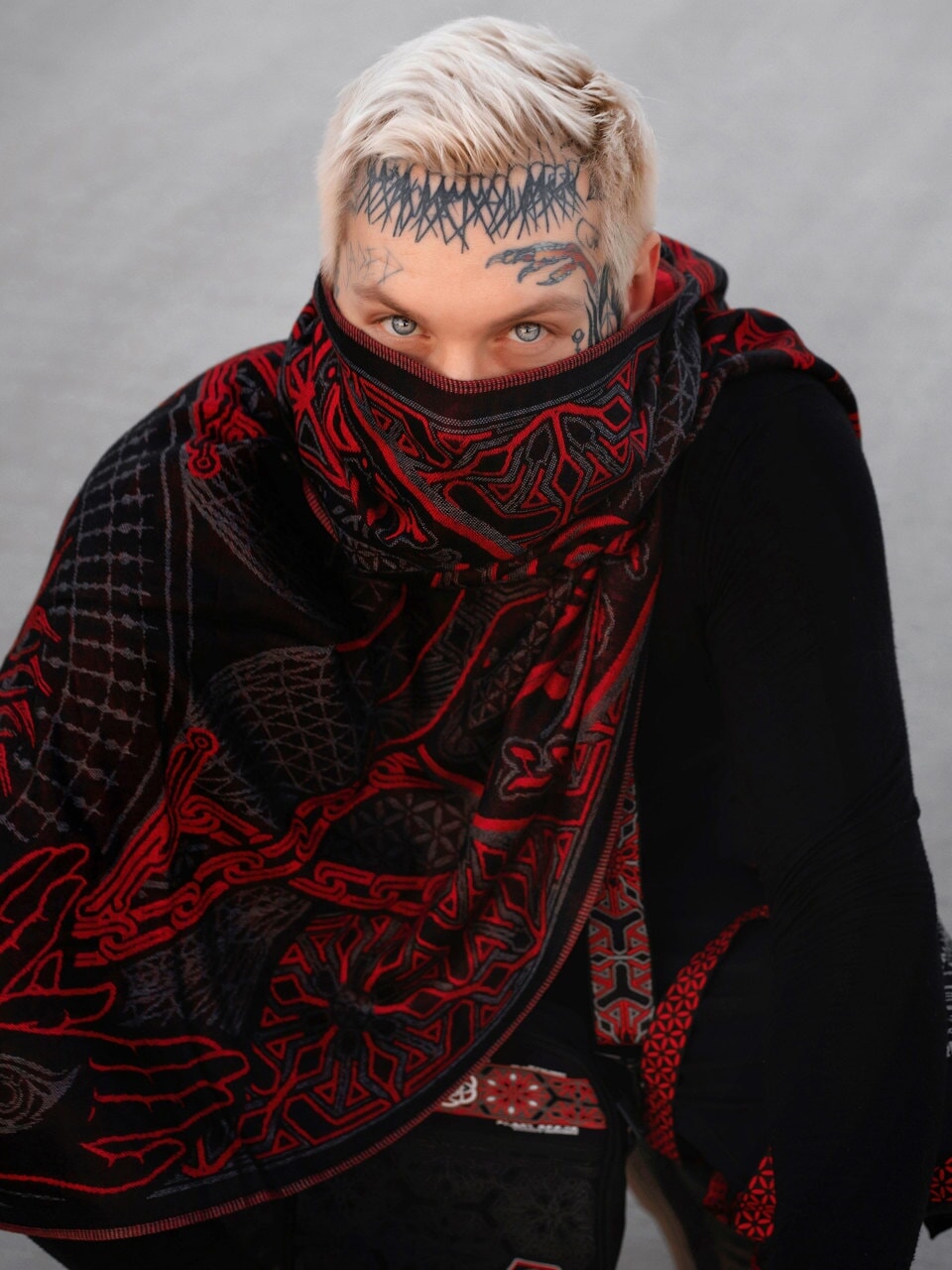PROTECTED BY INTENT ✦ UV-Reactive Scarlet RED ✦ FESTIVAL SHAWL Shawls 
