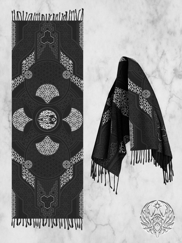 PRE-ORDER ✦ GEOMETRY OF BEING ✦ DARK GRAY ✦ Shawl / Pashmina Shawls