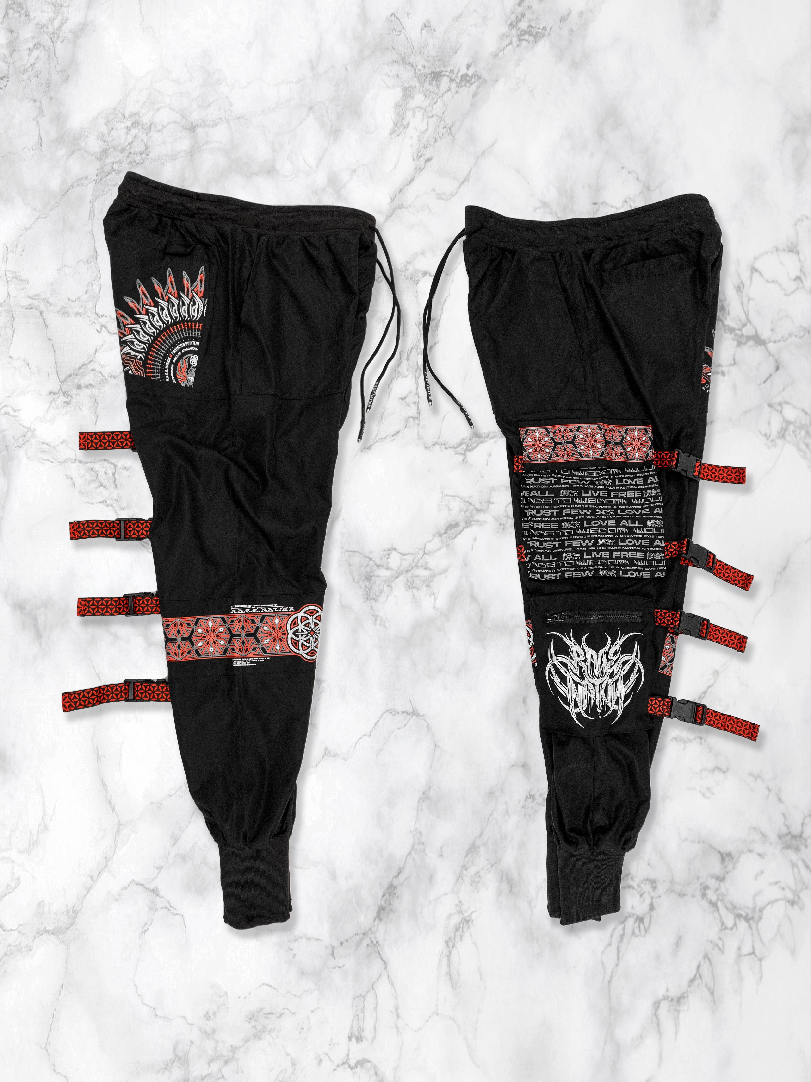 PROTECTED BY INTENT V1 ✦ RED/BLACK ✦ TACTICAL JOGGERS Tacticals