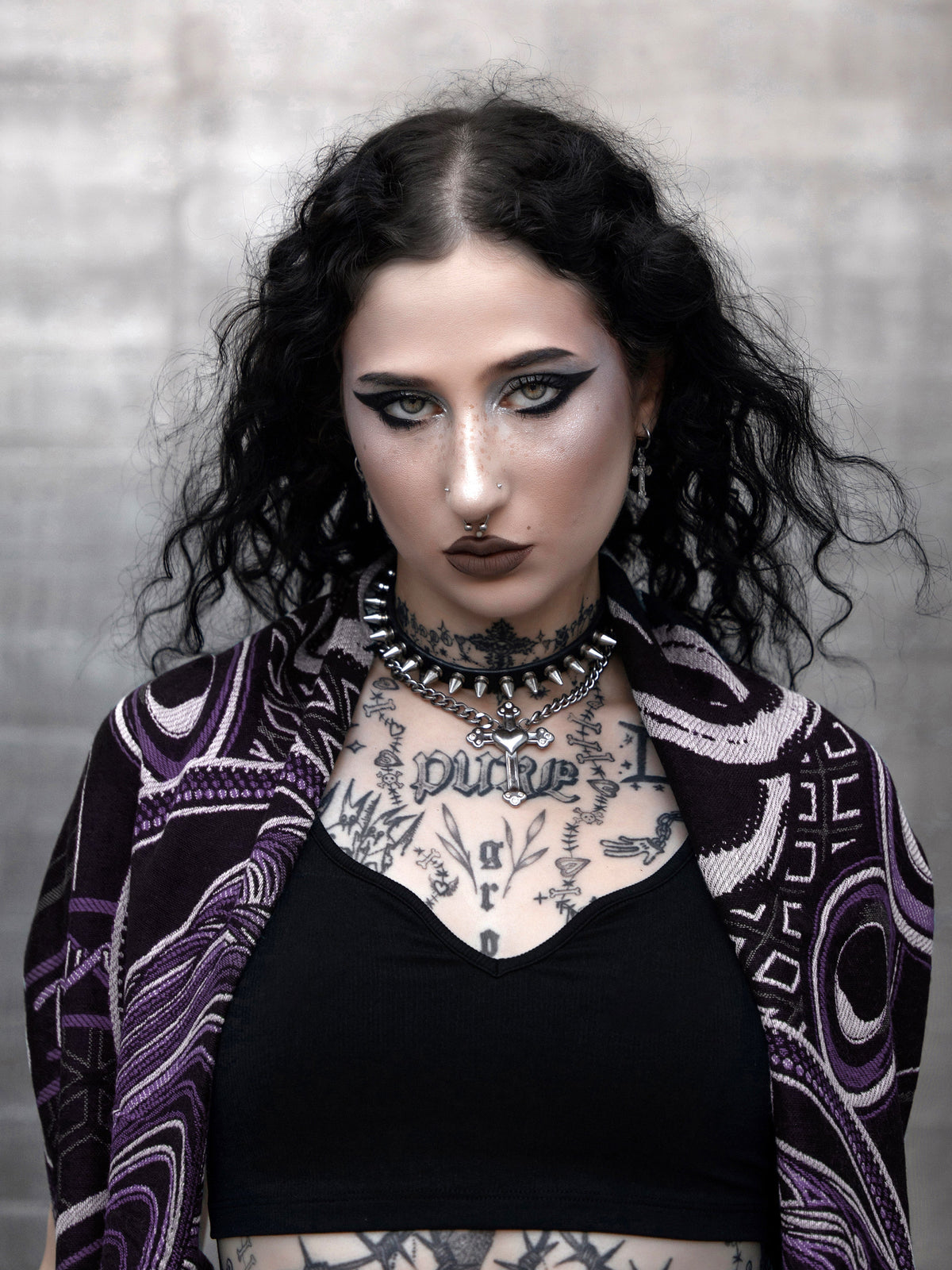 NEW DROP ✦ THE RAVE ✦ Black/Purple Double-Layered Shawl Shawls