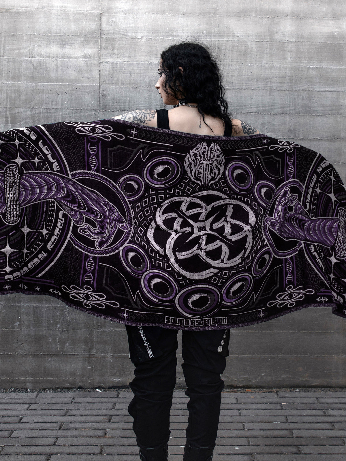 NEW DROP ✦ THE RAVE ✦ Black/Purple Double-Layered Shawl Shawls
