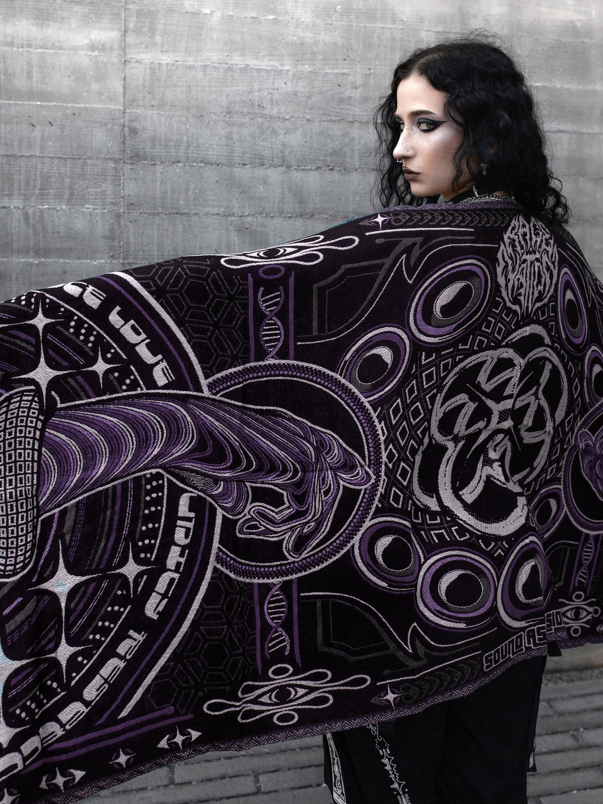 NEW DROP ✦ THE RAVE ✦ Black/Purple Double-Layered Shawl Shawls