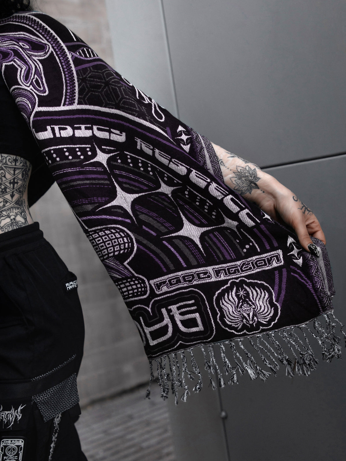 NEW DROP ✦ THE RAVE ✦ Black/Purple Double-Layered Shawl Shawls