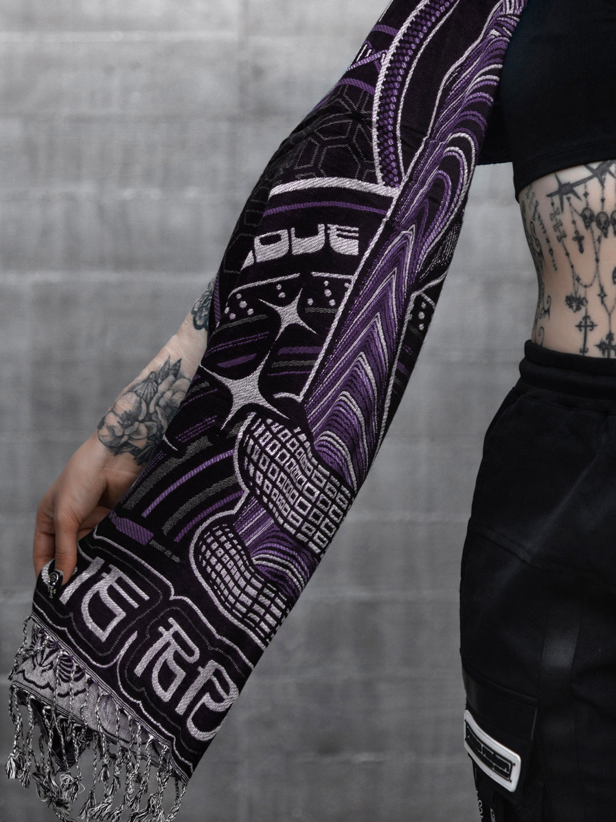 NEW DROP ✦ THE RAVE ✦ Black/Purple Double-Layered Shawl Shawls