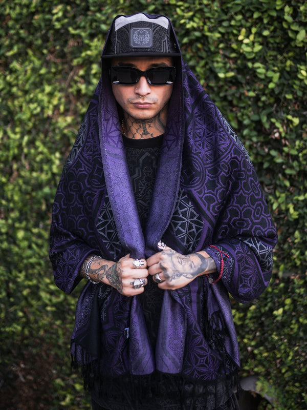 GEOMETRY OF BEING ✦ Indigo/Grey ✦ Festival Shawl Shawls