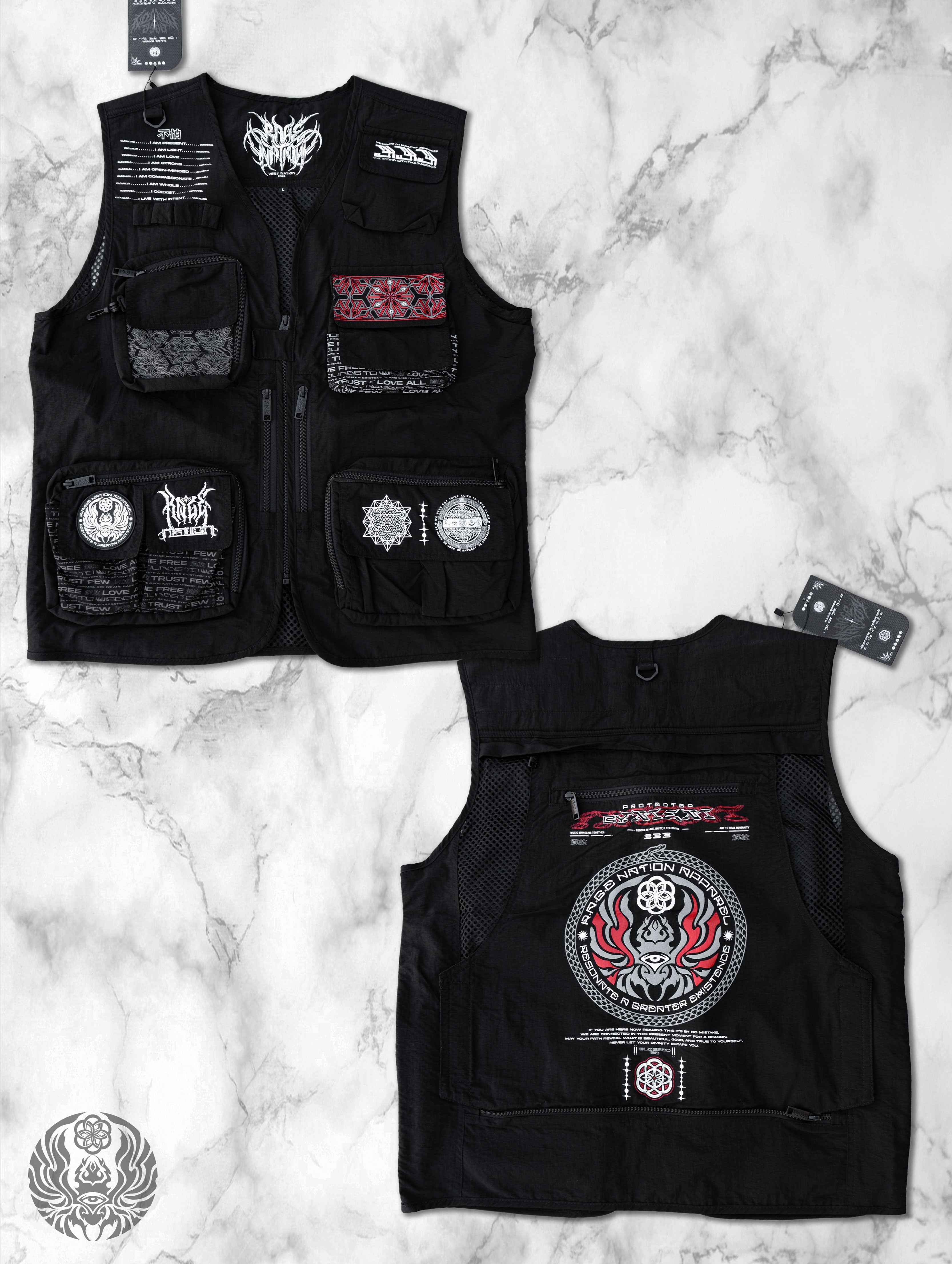 PRE-ORDER 8/22 ✦ PROTECTED BY INTENT V1 ✦ RED/BLACK ✦ TACTICAL VEST Vest