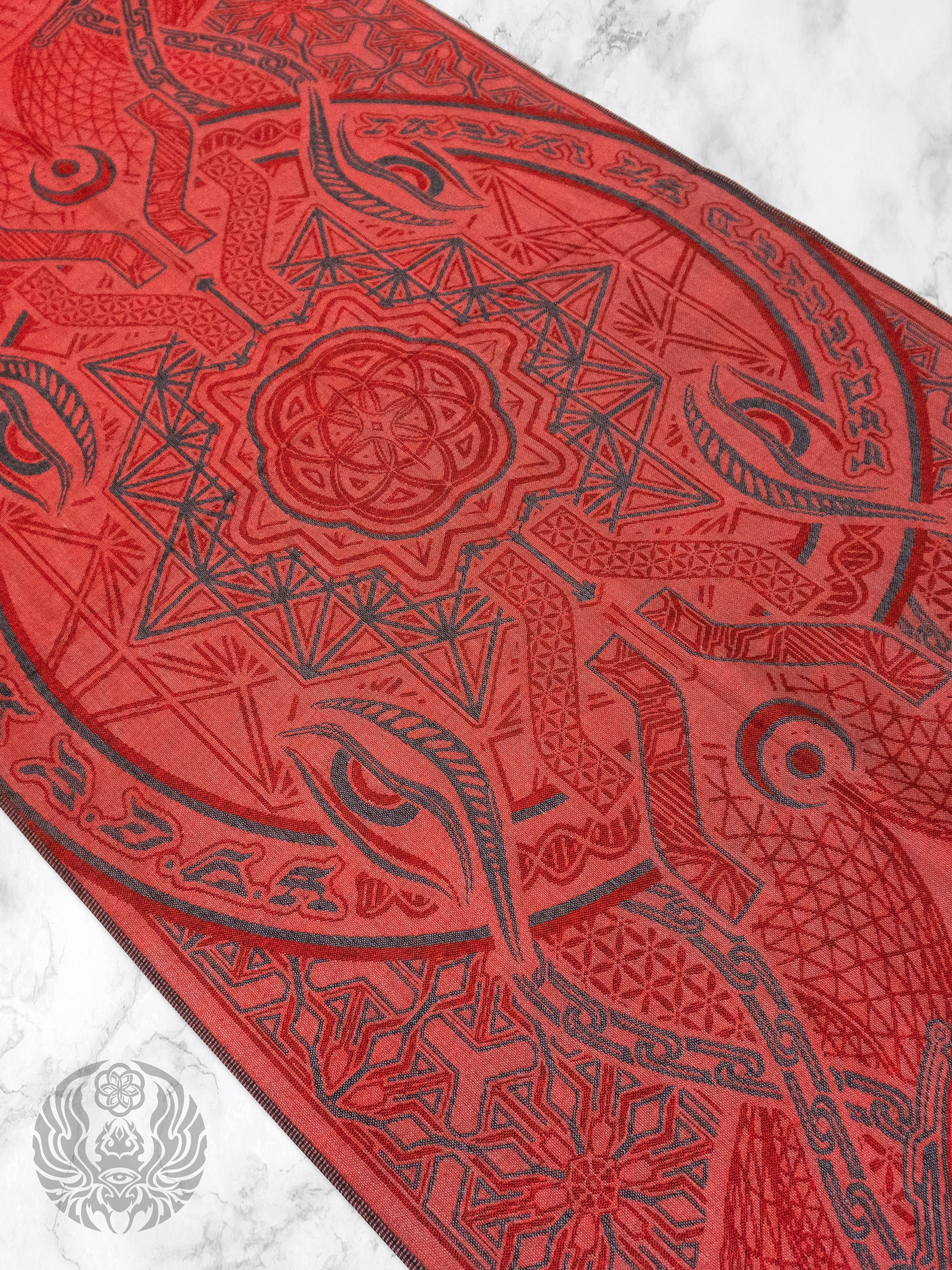 COMING SOON • PROTECTED BY INTENT • RED FESTIVAL SHAWL Shawls 