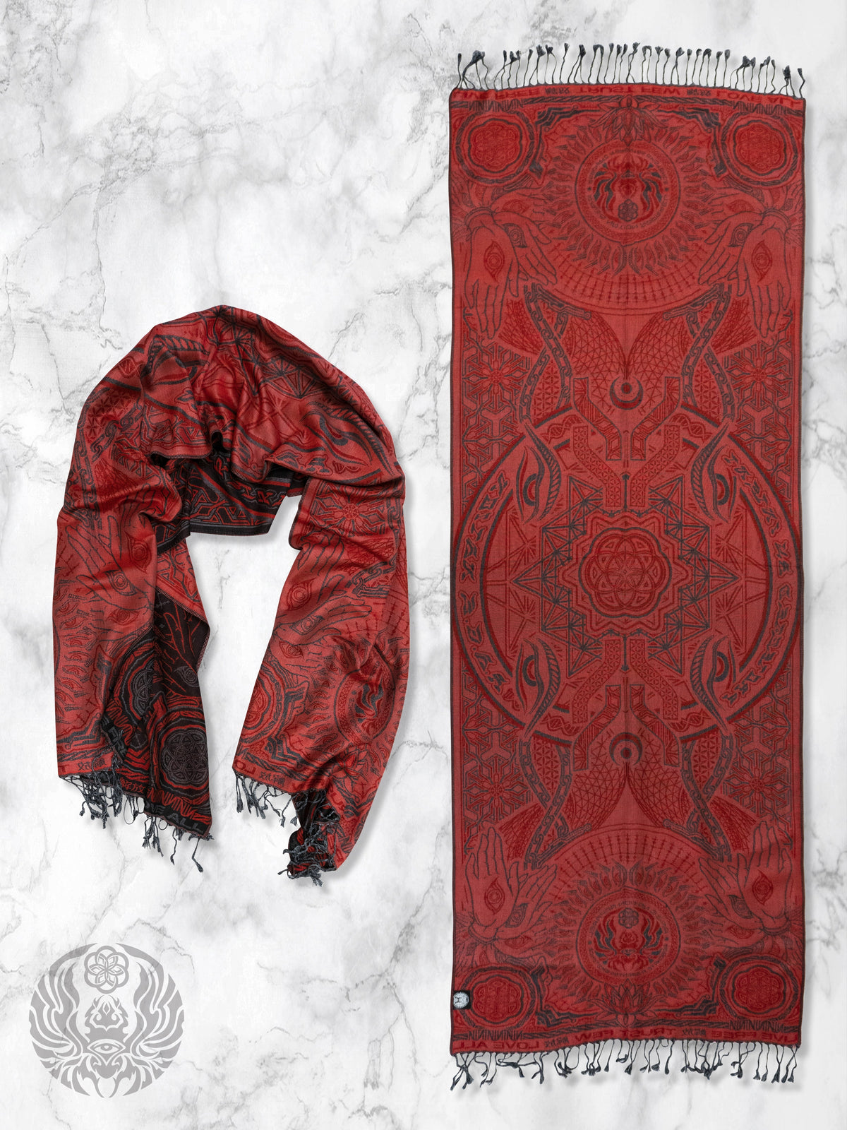 COMING SOON • PROTECTED BY INTENT • RED FESTIVAL SHAWL Shawls