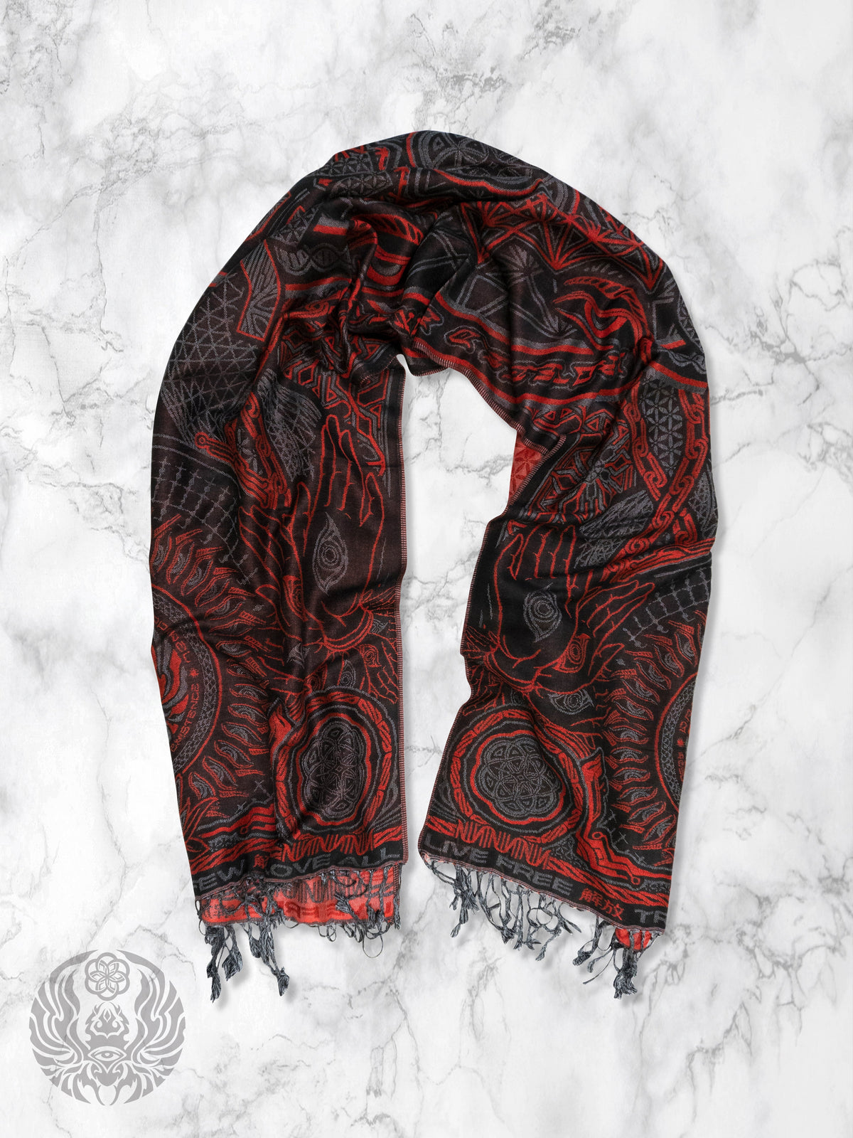 COMING SOON • PROTECTED BY INTENT • RED FESTIVAL SHAWL Shawls