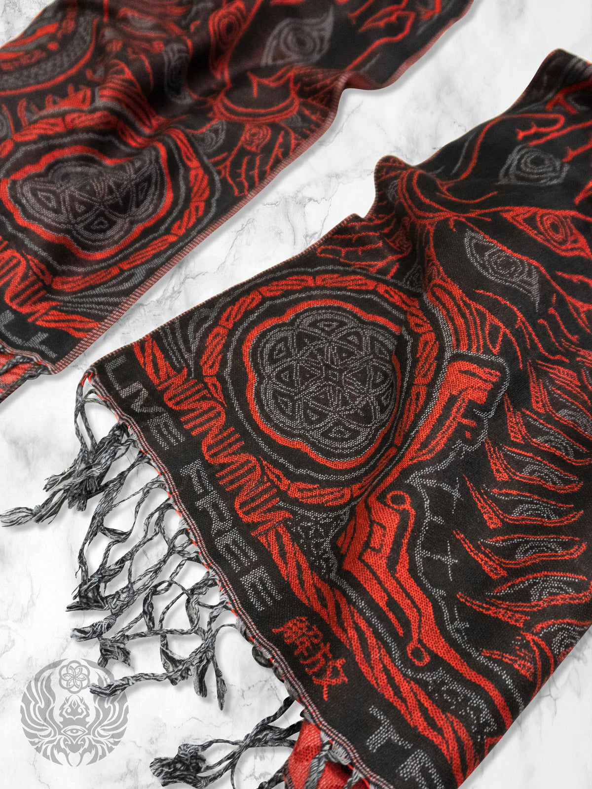 COMING SOON • PROTECTED BY INTENT • RED FESTIVAL SHAWL Shawls