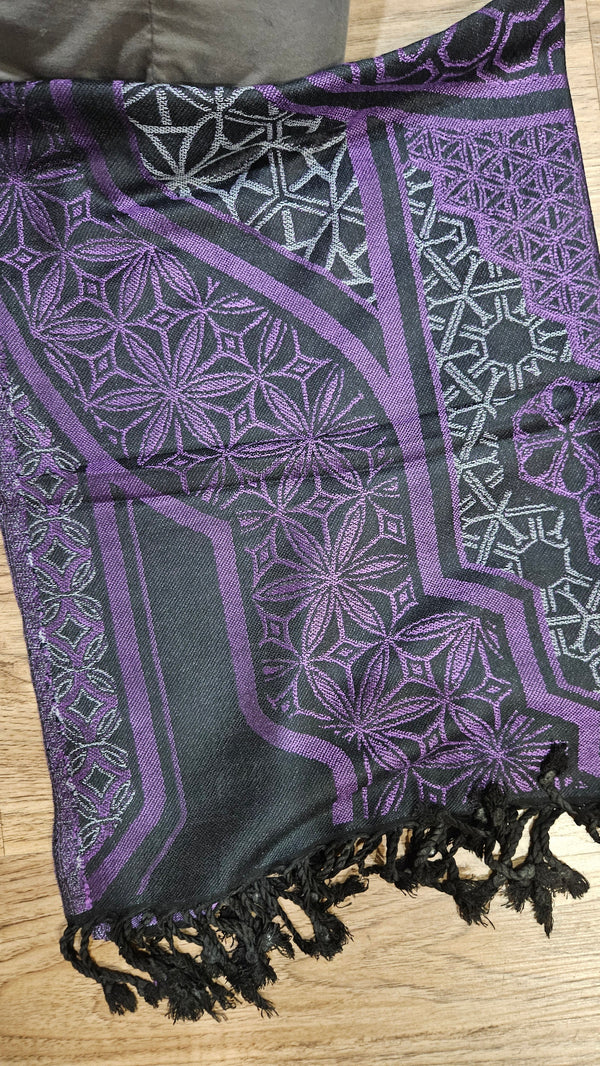 GEOMETRY OF BEING ✦ Indigo/Grey ✦ Festival Shawl Shawls