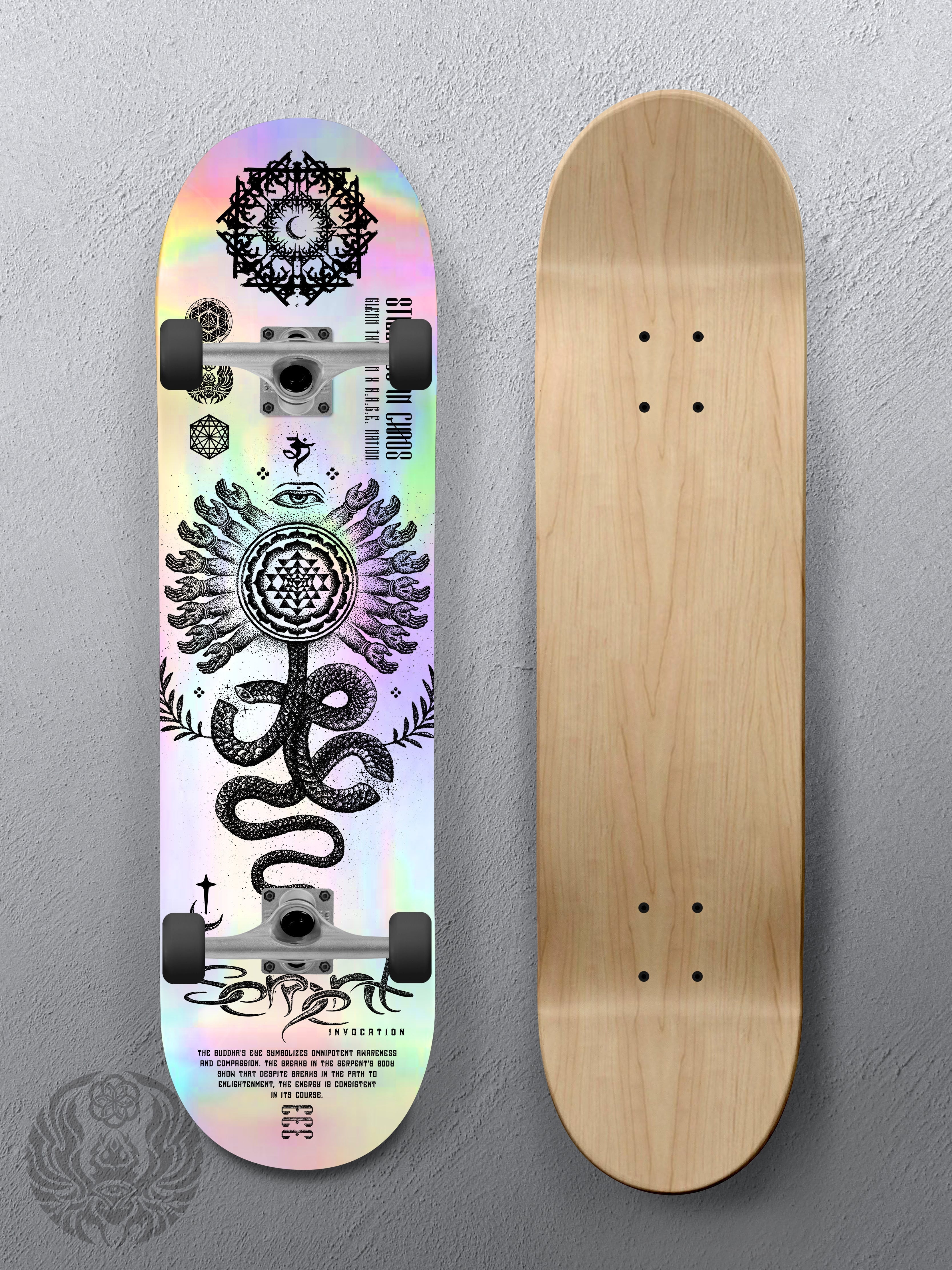 8.5" • SERPENT INVOCATION • Holographic Skateboard Deck Skateboard