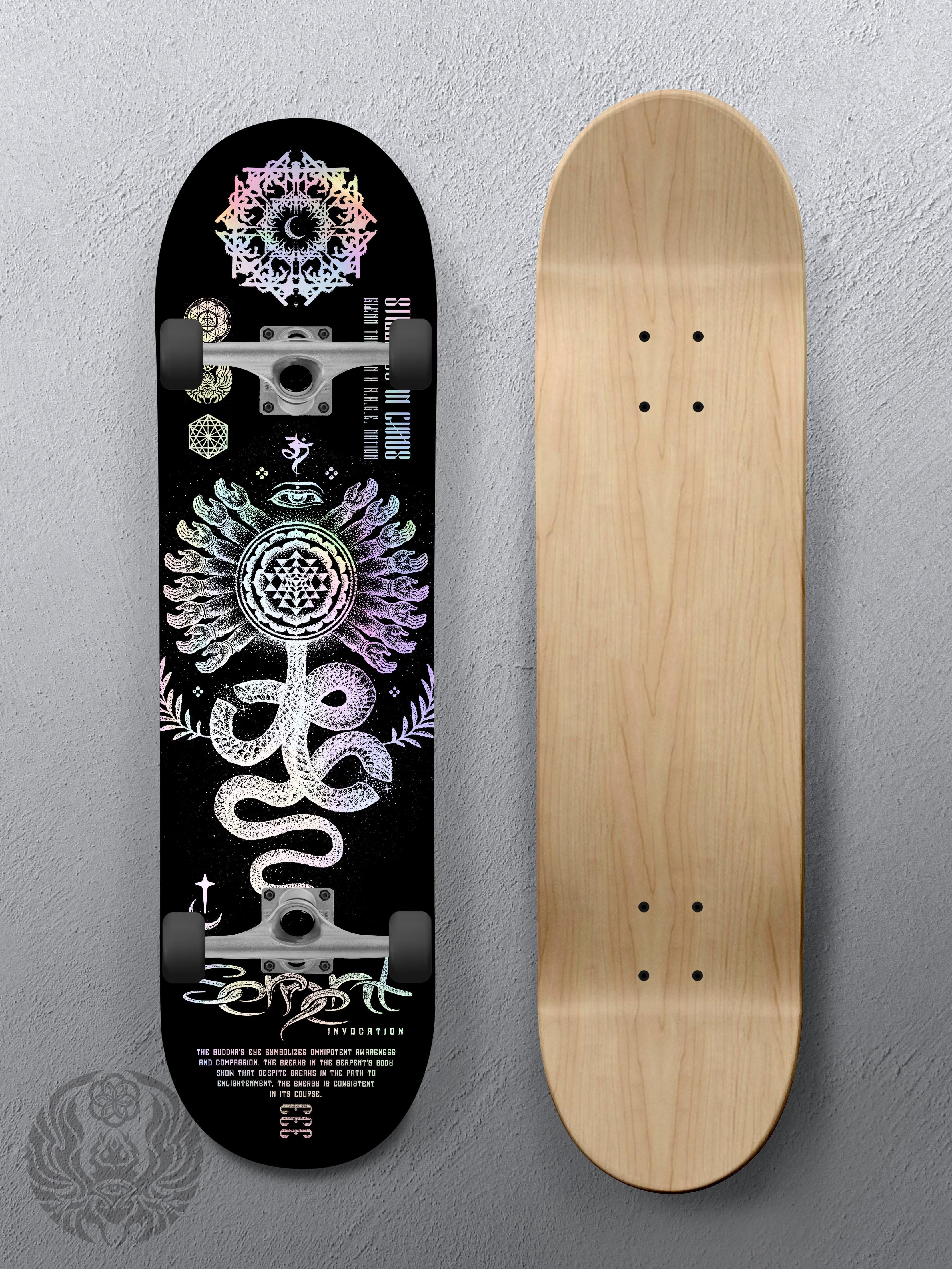8.5" • SERPENT INVOCATION • Holographic Skateboard Deck V2 Skateboard