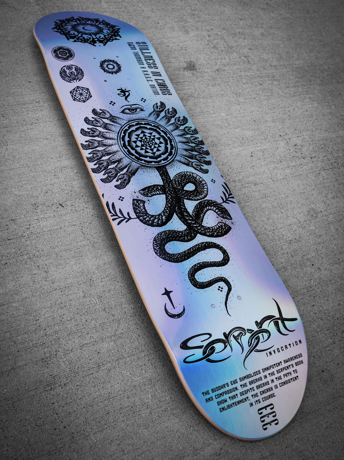 8" • SERPENT INVOCATION • Holographic Skateboard Deck Skateboard