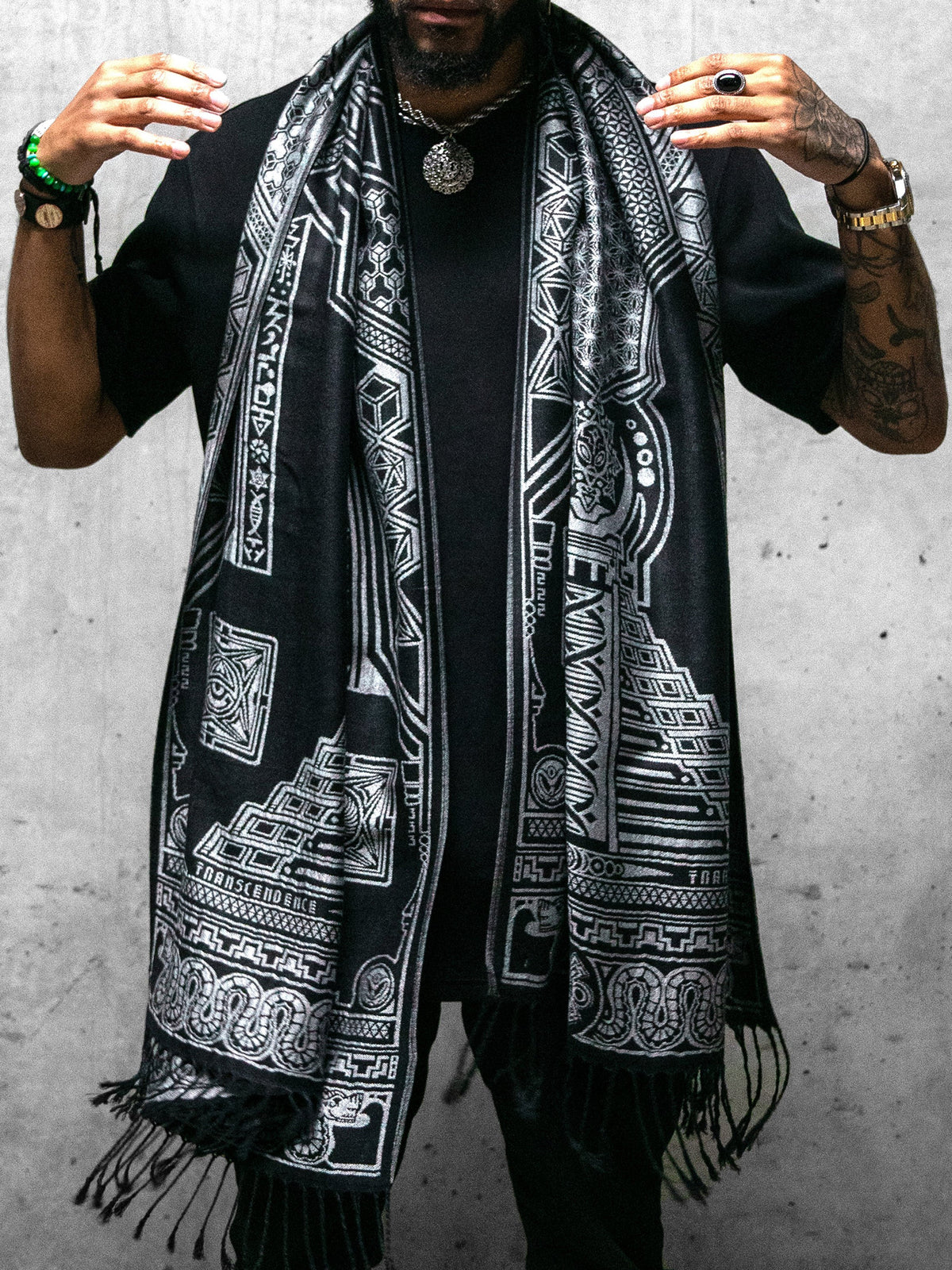 RESTOCKED ✦ TRANSCENDENCE • SILVER • GROKKO • Reversible Festival Shawl/Scarf Shawls