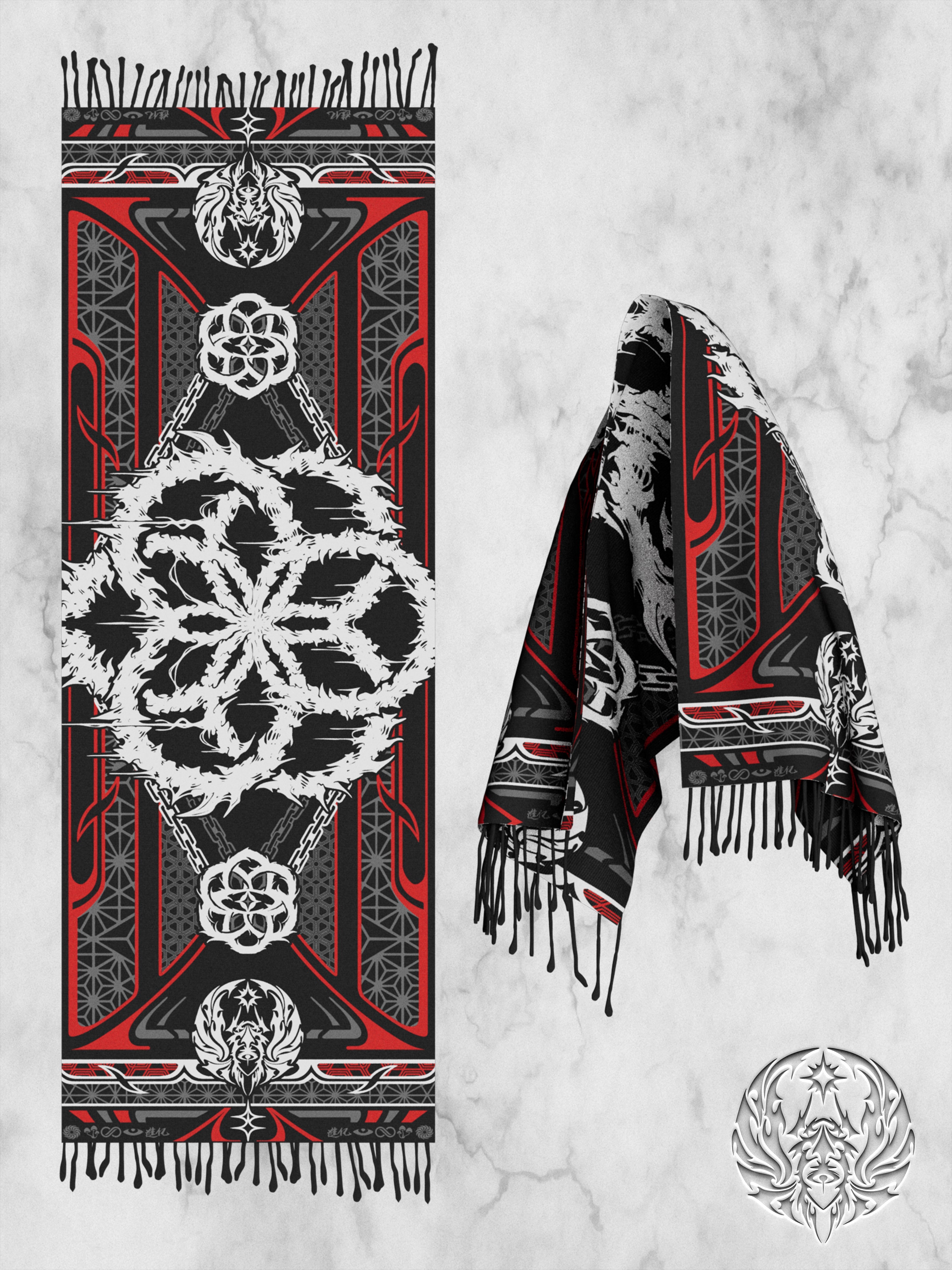 PRE-ORDER ✦ SEEDS OF LIGHT ✦ RED/WHITE ✦ Shawl / Pashmina Shawls