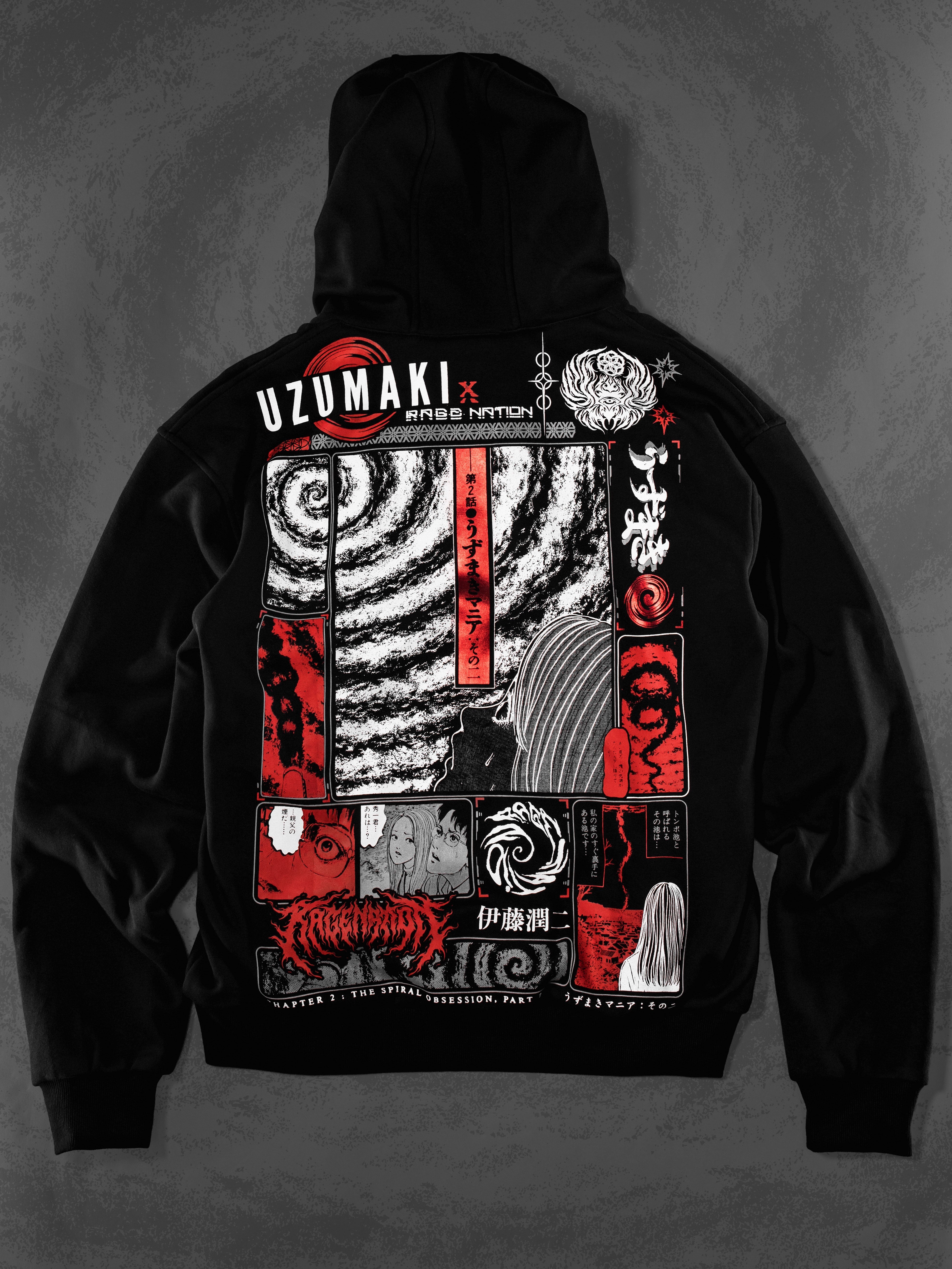 OFFICIAL UZUMAKI ✦ SPIRAL OBSESSION ✦ BLACK/RED ✦ Zip-up Hoodie Hoodie