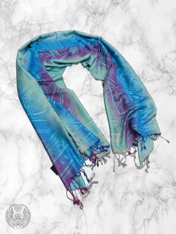 TEAL AMETHYST DHARMA • Reversible Festival Shawl/Scarf Shawls