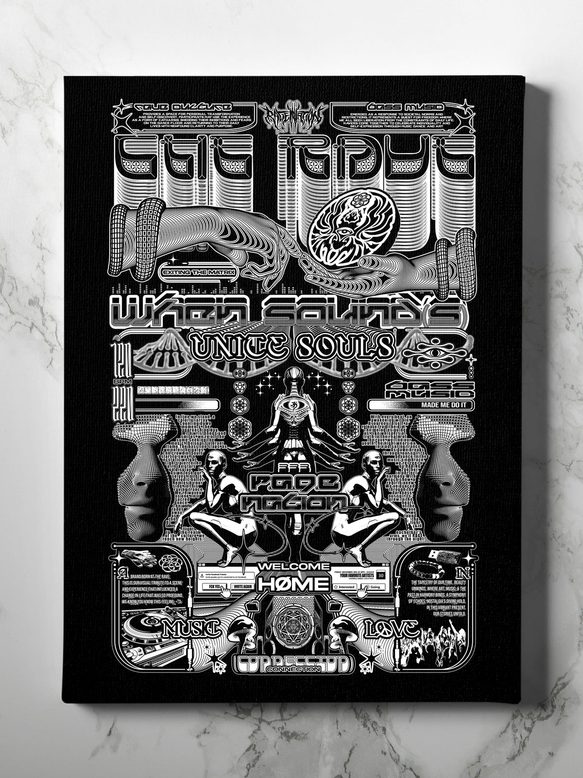The Rave Canvas Black White