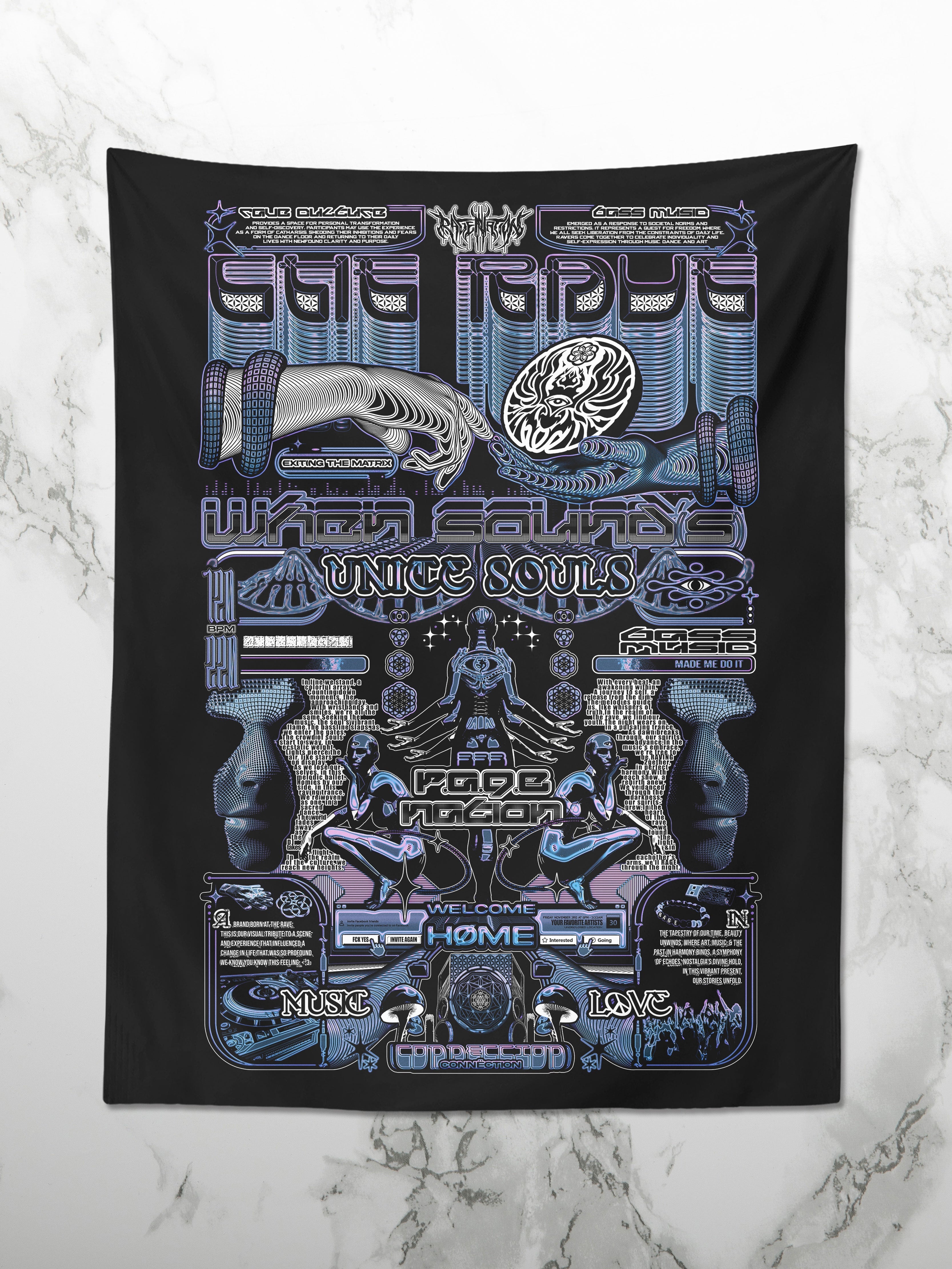 THE RAVE 001 ✦ RAGE NATION ✦ 111 Limited Edition Tapestry Tapestry