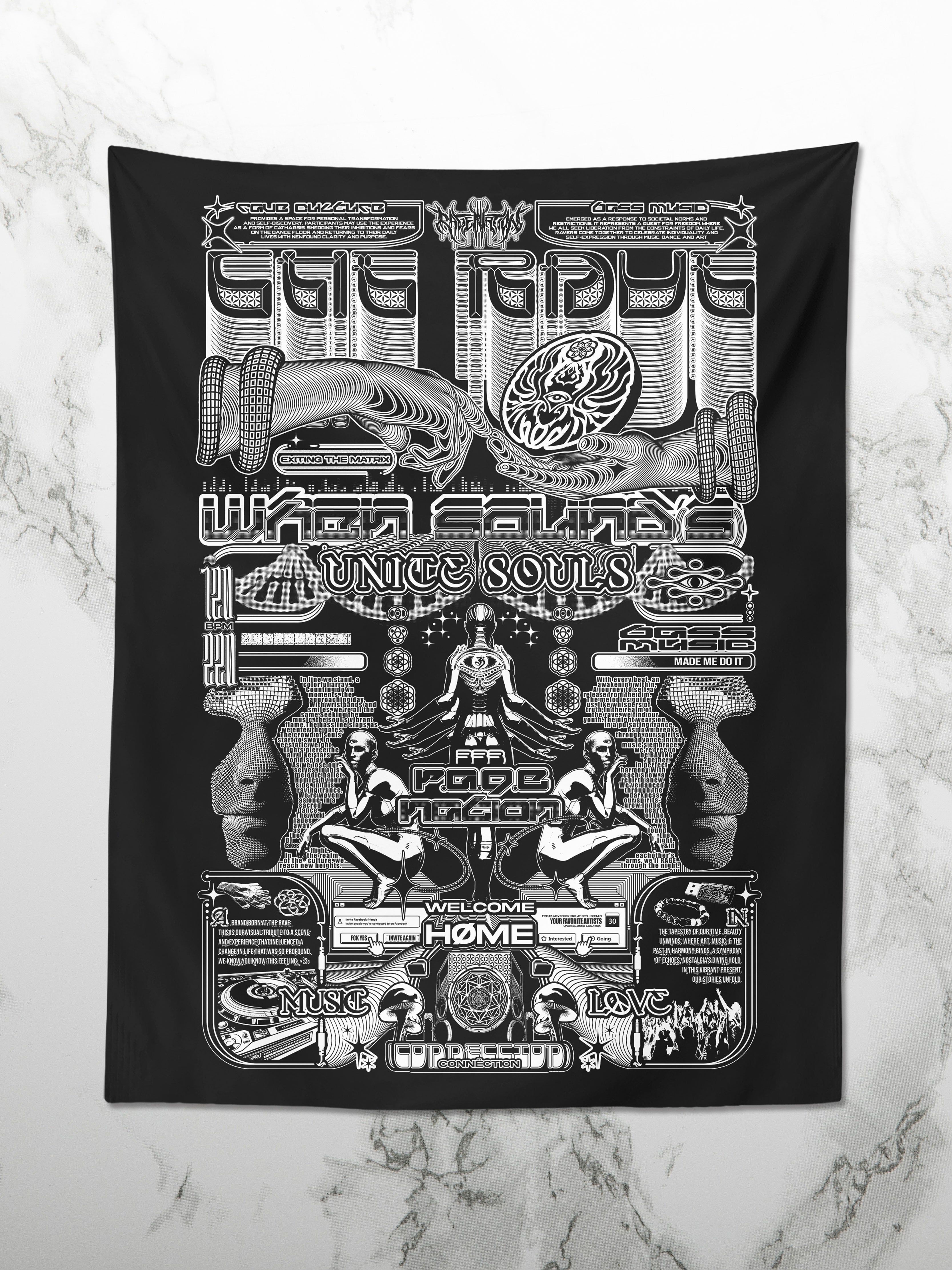 The Rave Tapestry BW
