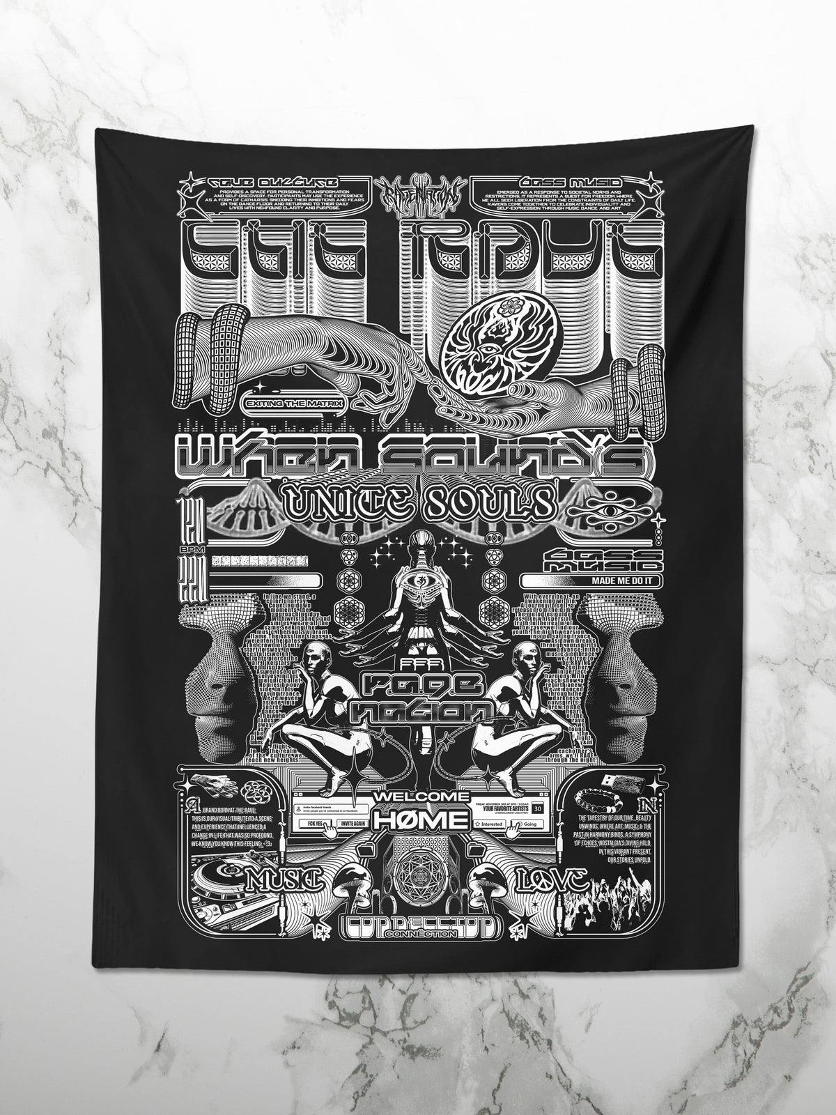 The Rave Tapestry BW