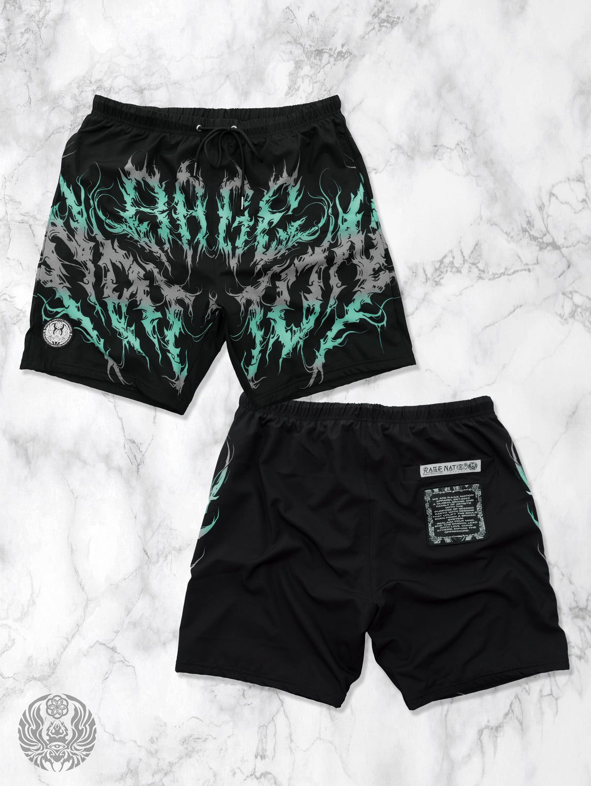 RAGECORE V2 ✦ Turquoise Silver Gradient ✦ Swim Shorts Swim