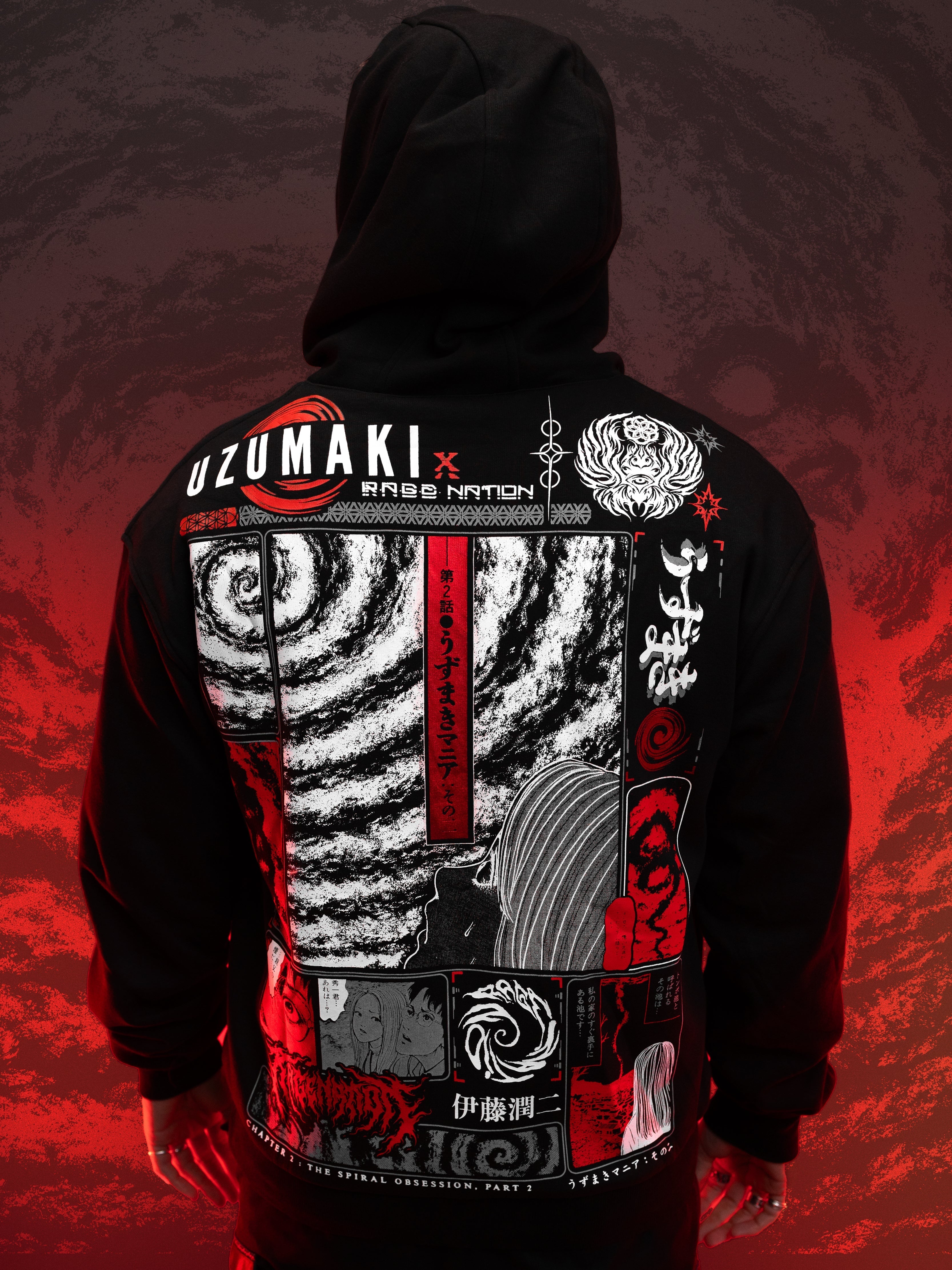 OFFICIAL UZUMAKI ✦ SPIRAL OBSESSION ✦ BLACK/RED ✦ Zip-up Hoodie Hoodie