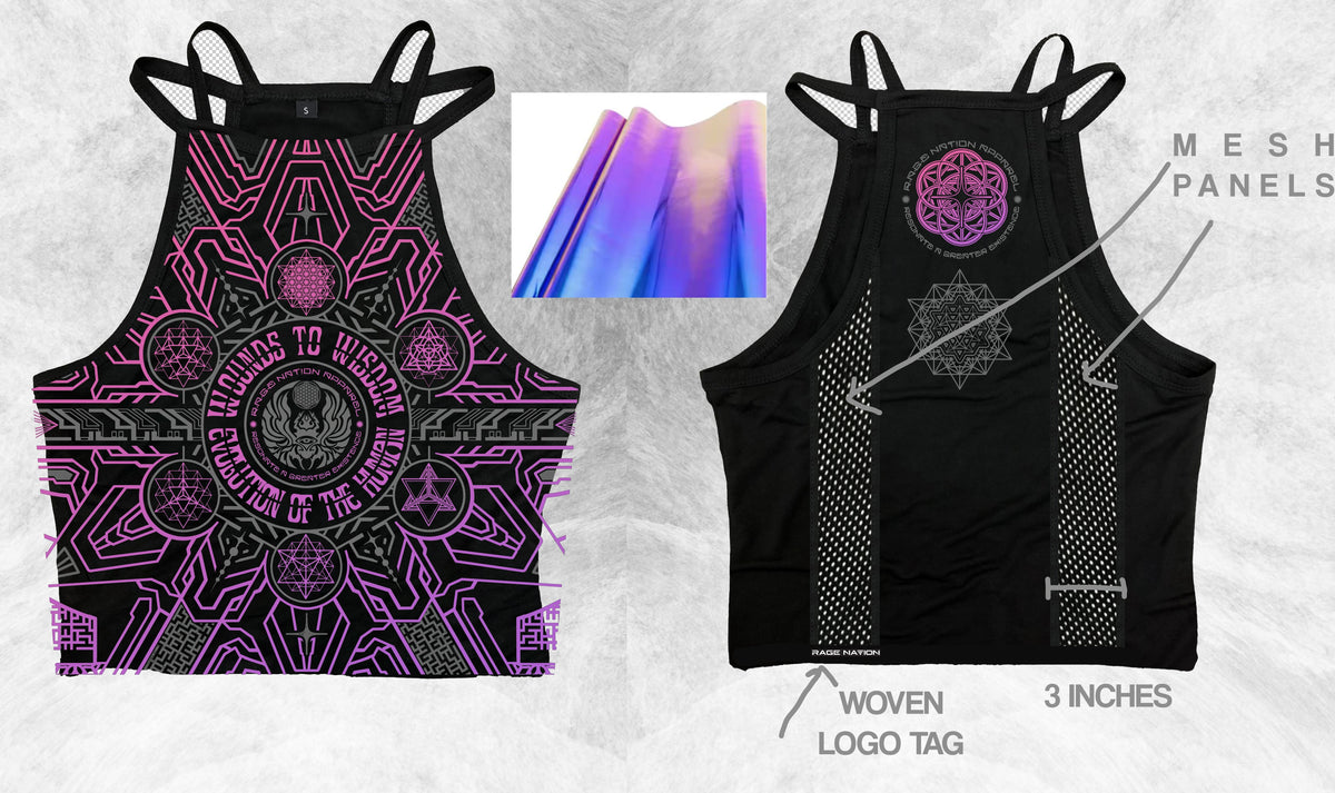 WOUNDS TO WISDOM 3-TONE ✦ High Neck Crop Top Crop Top