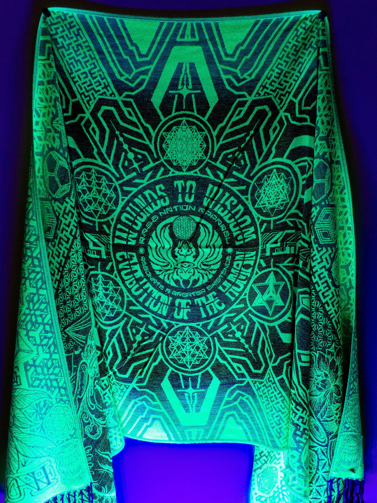 WOUNDS TO WISDOM • Yantrart x Rage Nation • UV-Reactive Gradient Shawl Shawls