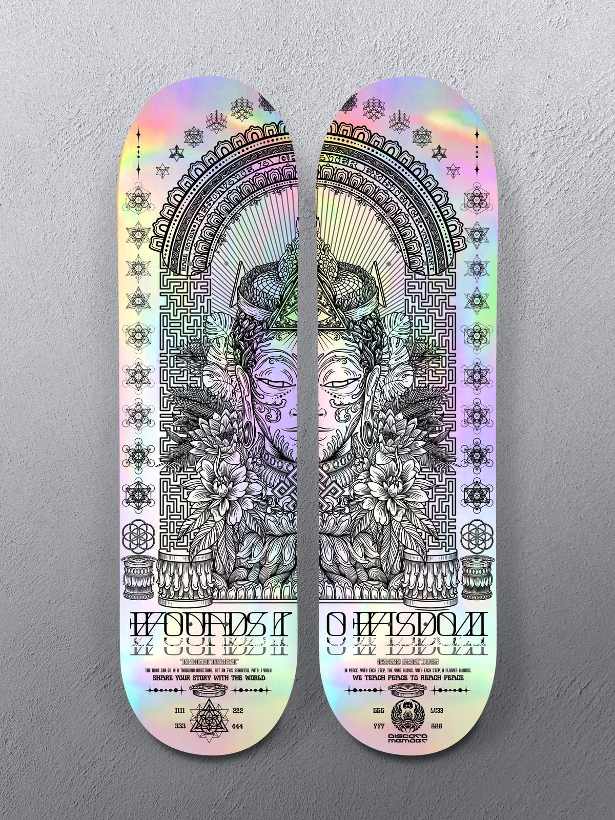 DISCORD MEMBER EXCLUSIVE (◣ _ ◢) WOUNDS TO WISDOM 1.0 ✦ 2 HOLOGRAPHIC DECK WALL SERIES Skateboard