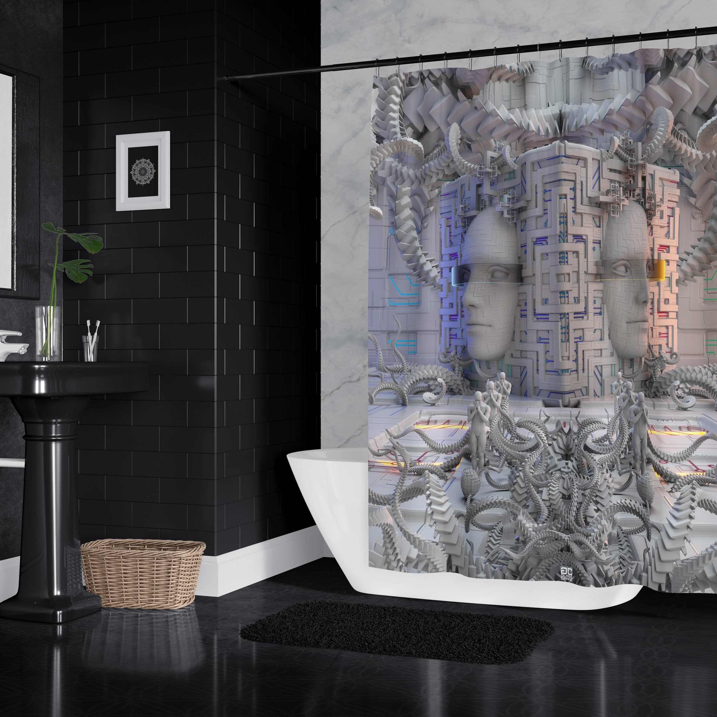 DEFENSE NODE SHOWER CURTAINS