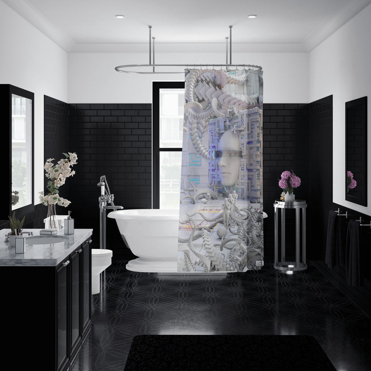 DEFENSE NODE SHOWER CURTAINS