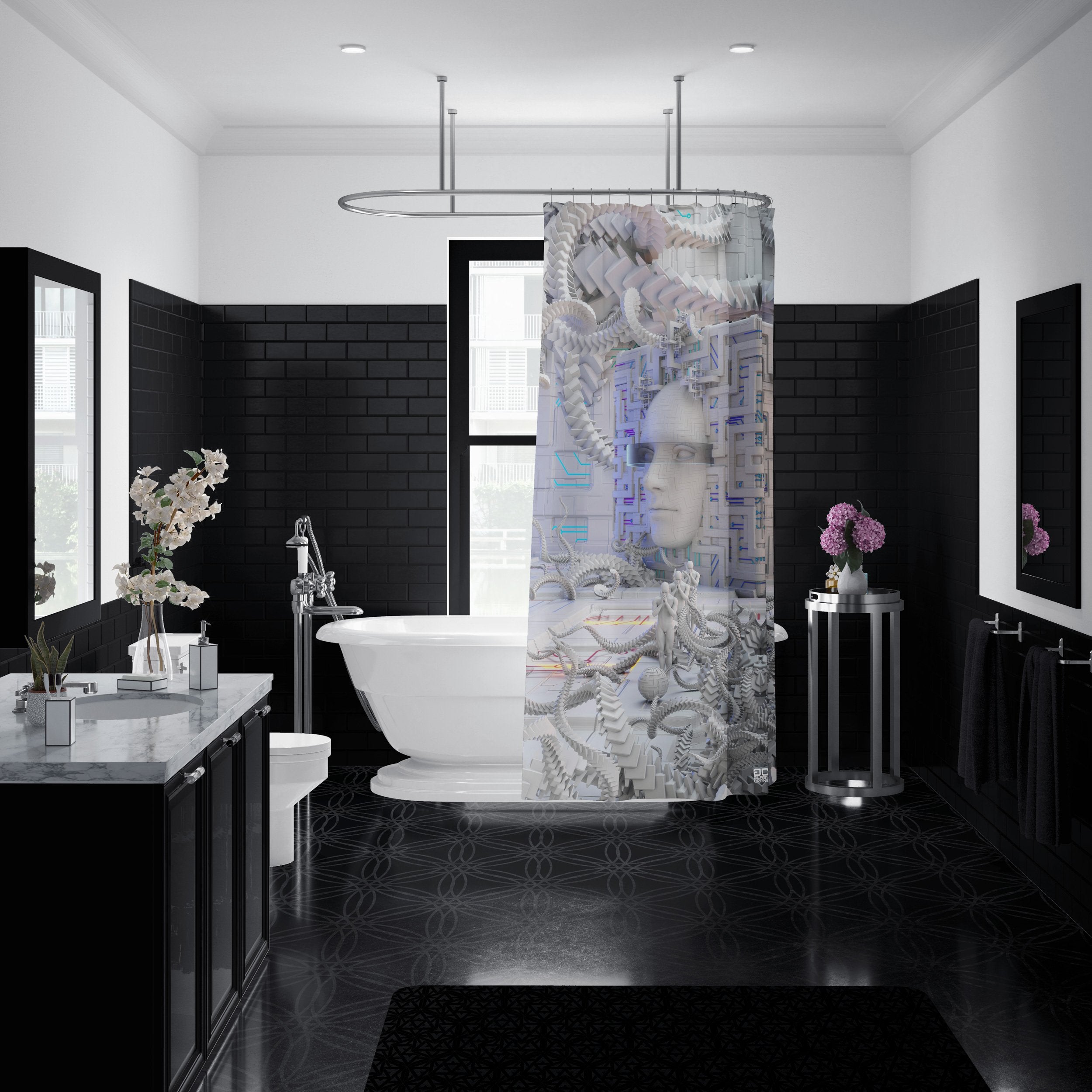 DEFENSE NODE SHOWER CURTAINS