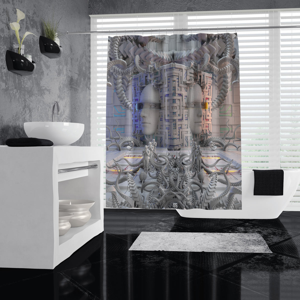 DEFENSE NODE SHOWER CURTAINS