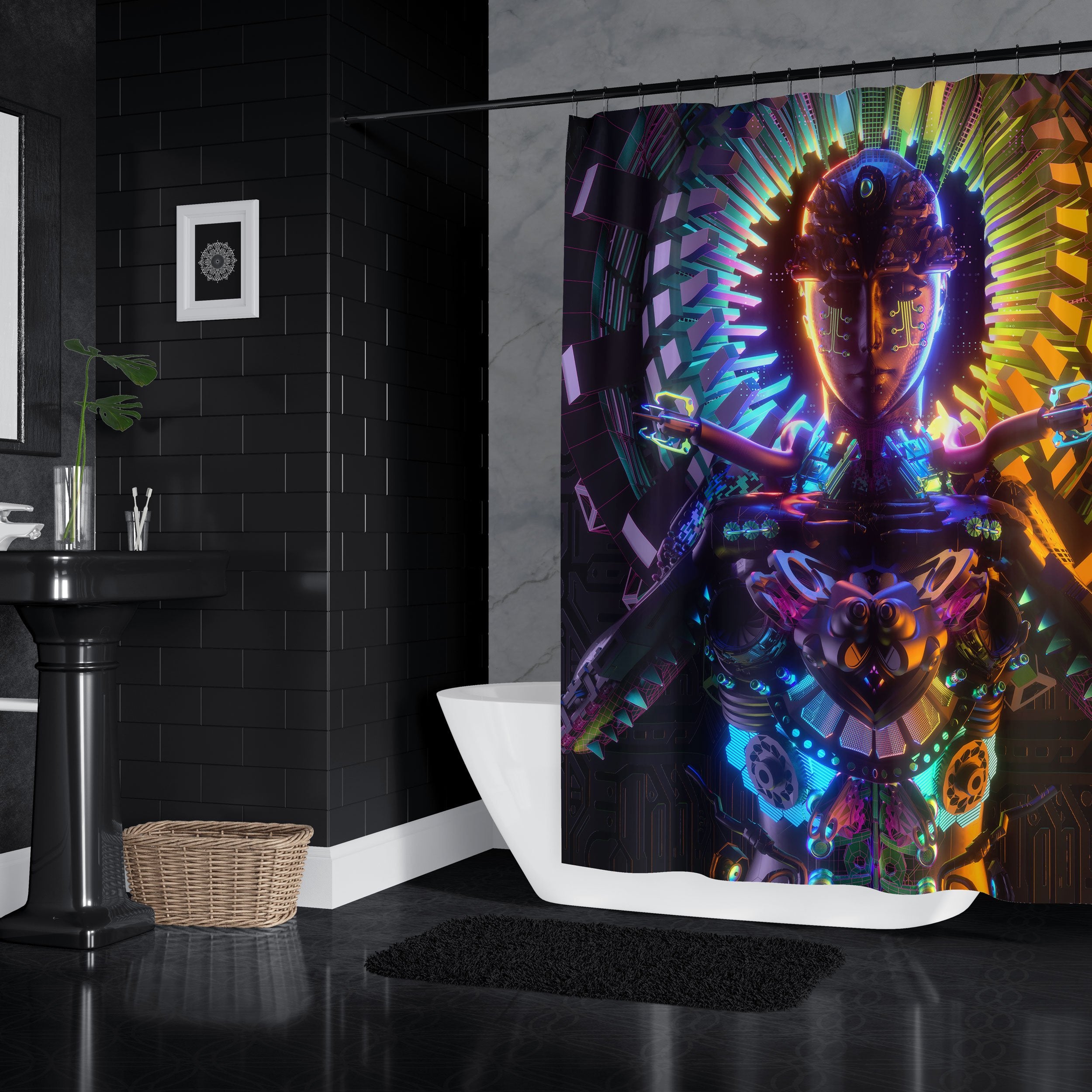 DEMIGLO • GLASS CRANE • Shower Curtain Shower Curtain