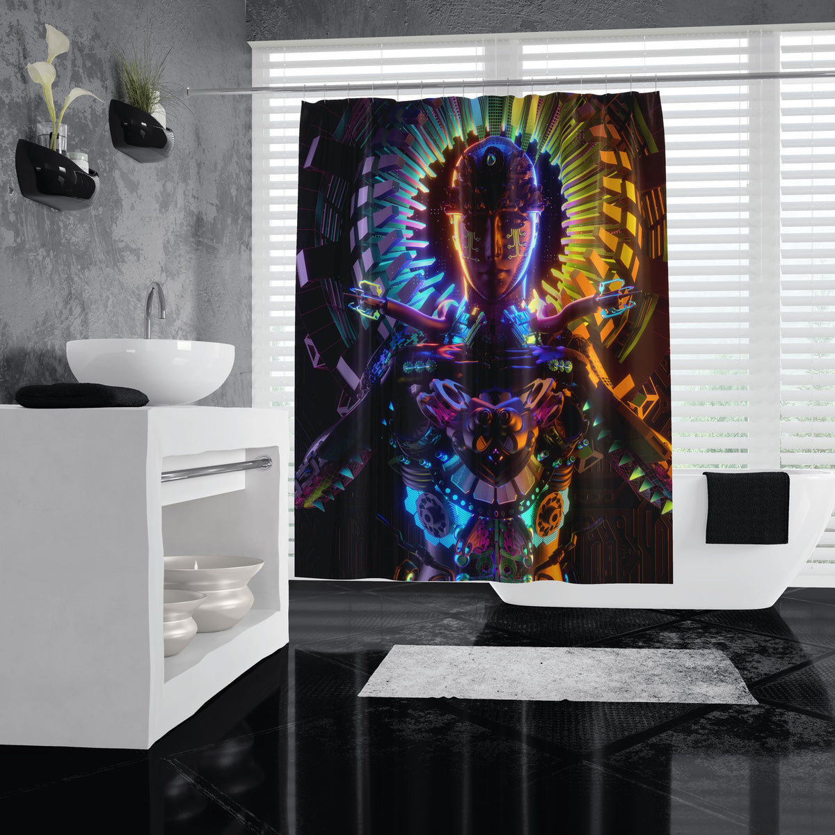 DEMIGLO • GLASS CRANE • Shower Curtain Shower Curtain